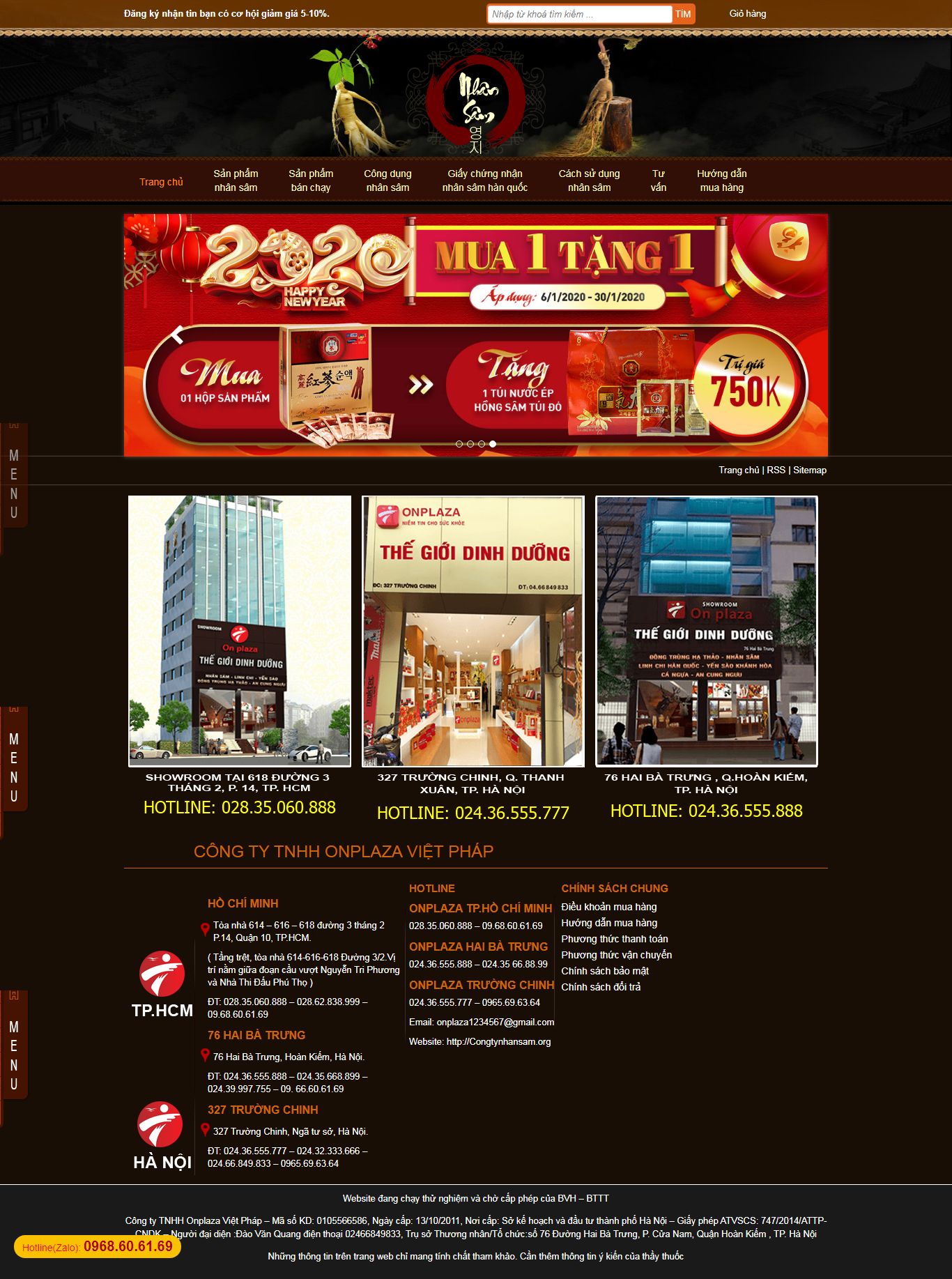Thiết kế Web bán nhân sâm linh chi - congtynhansam.org
