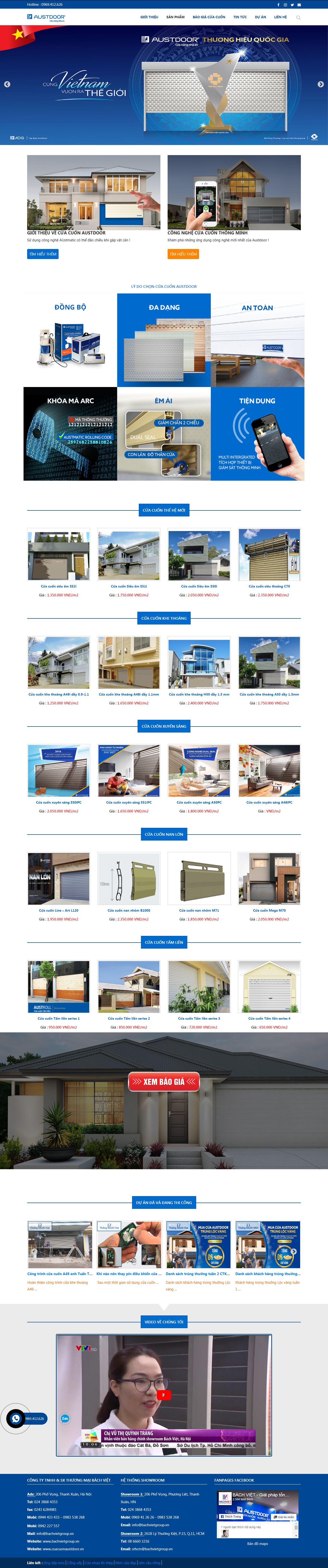 Thiết kế Web nhôm kính, cửa cuốn - cuacuonaustdoor.vn
