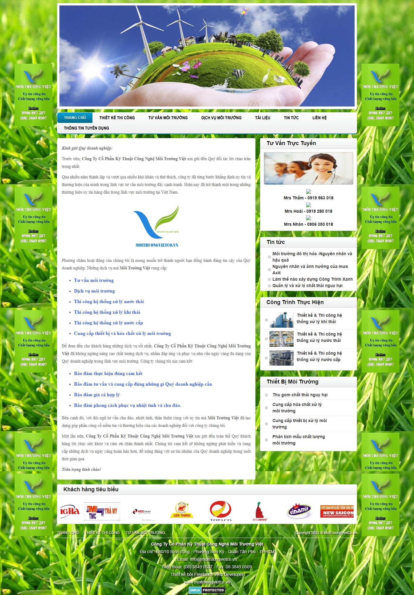 Thiết kế Web công ty môi trường - moitruongvietco.vn