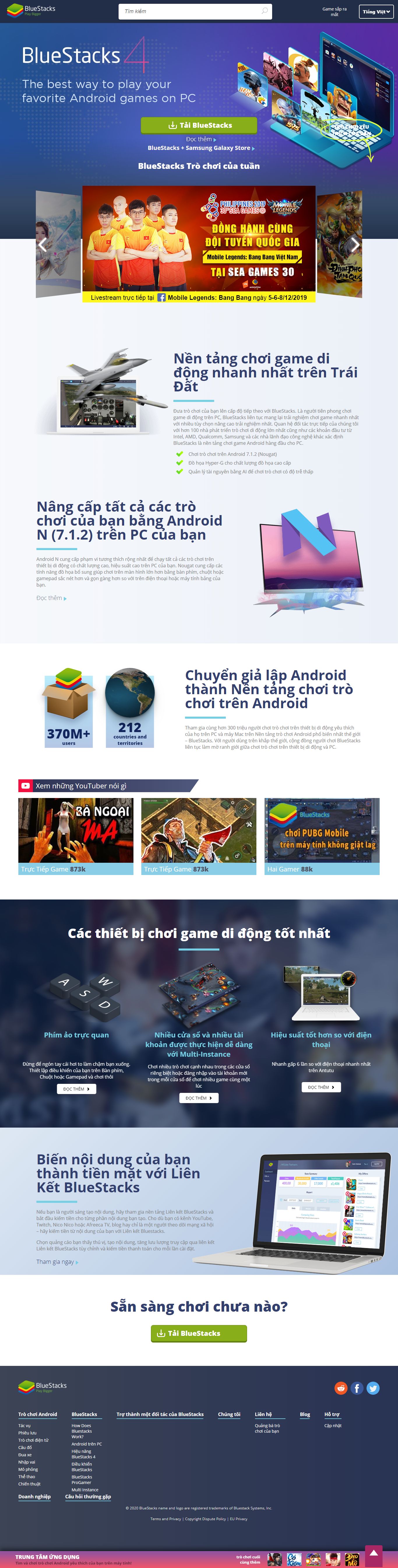 Thiết kế Web giới thiệu game, trò chơi điện tử - www.bluestacks.com