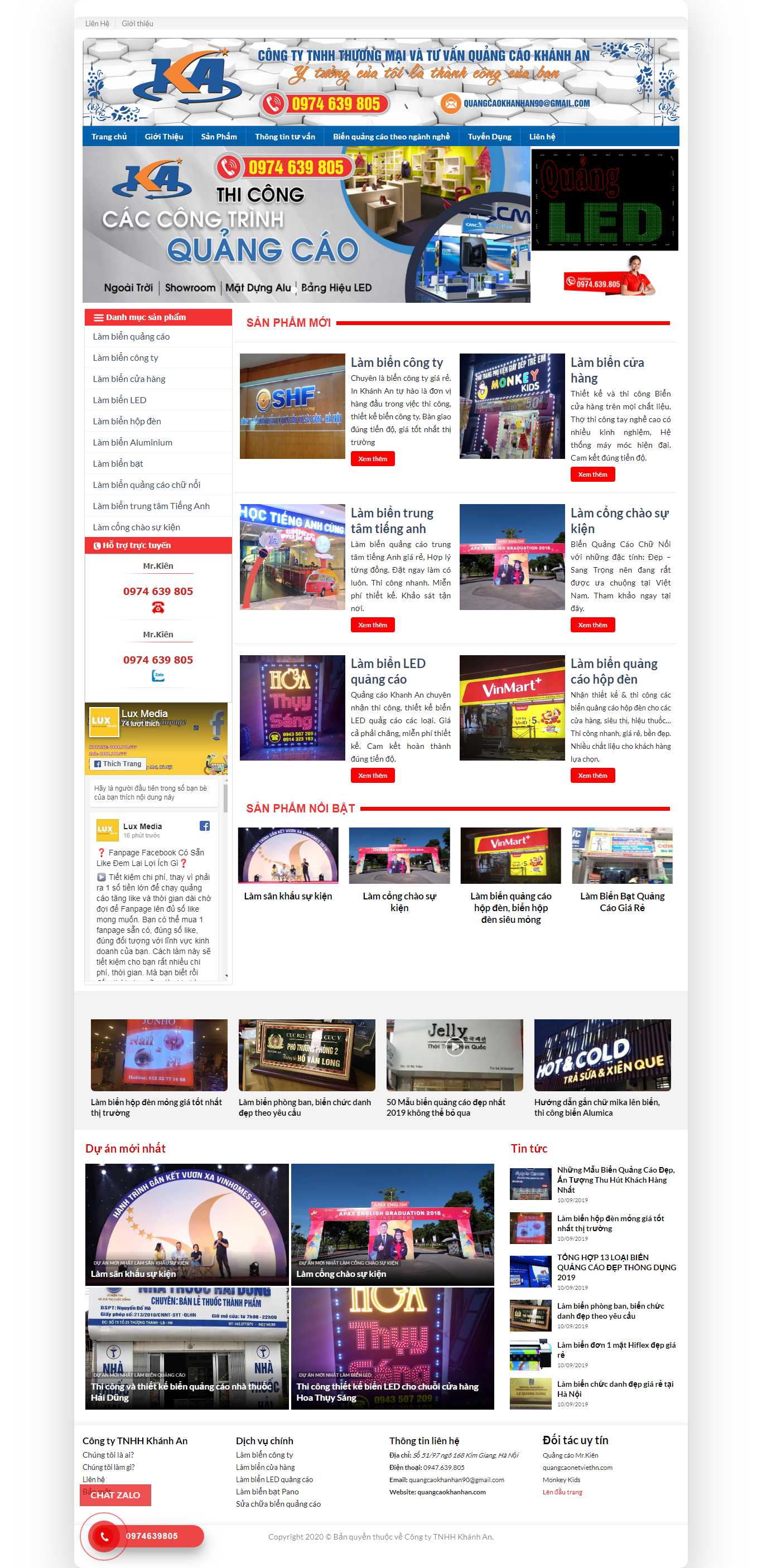 Thiết kế Web làm biển quảng cáo - quangcaokhanhan.com