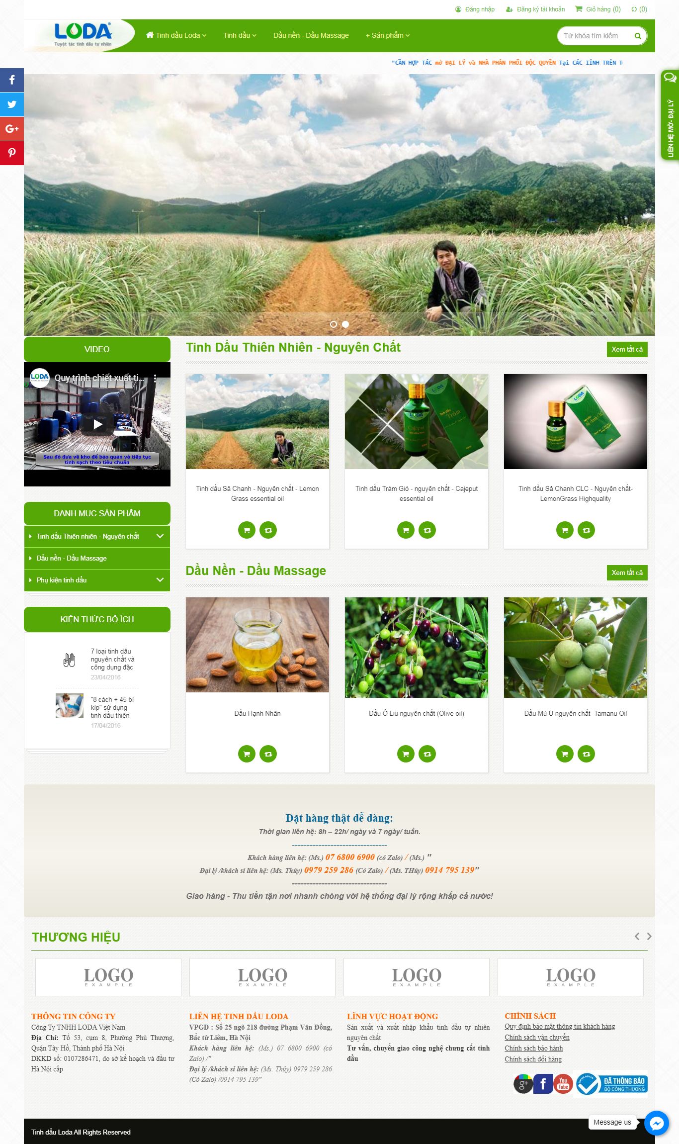 Thiết kế Web bán tinh dầu nguyên chất - tinhdauloda.vn