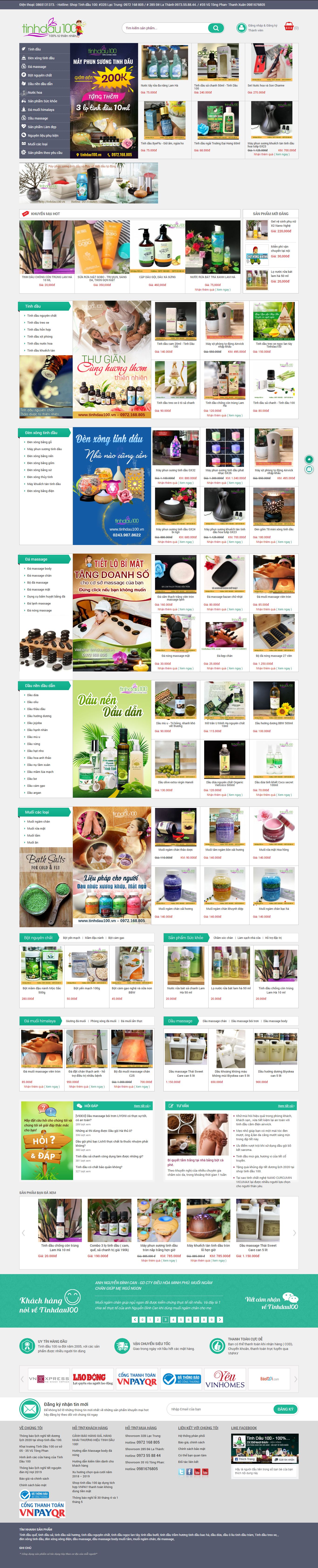 Thiết kế Web bán tinh dầu nguyên chất - tinhdau100.vn