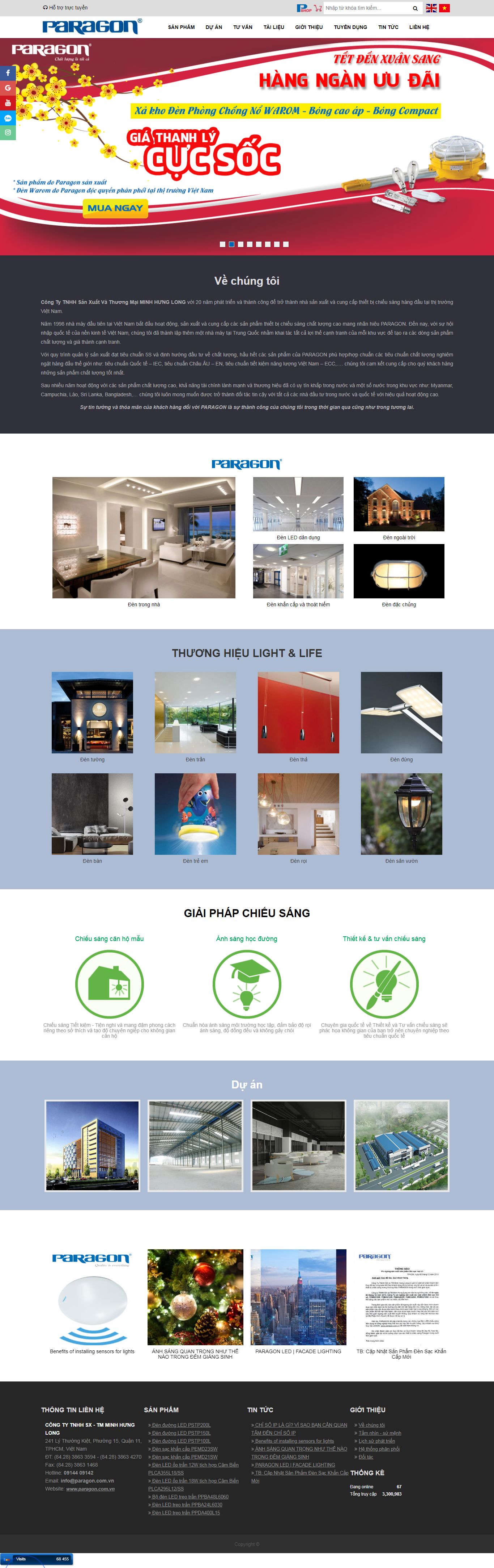 Thiết kế Web đèn led - paragon.com.vn