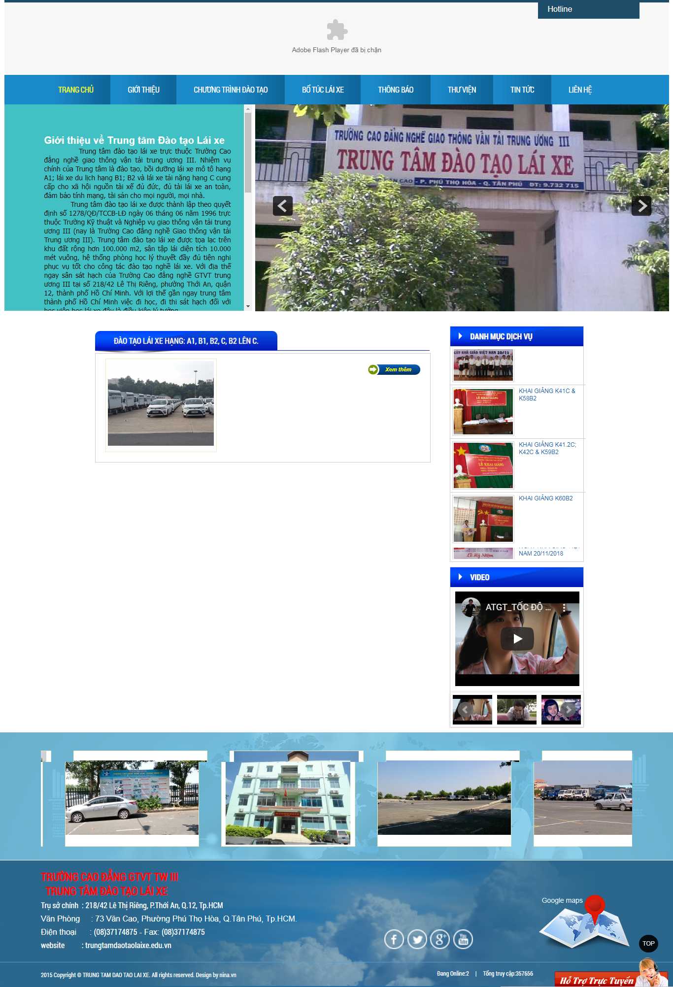 Thiết kế Web trung tâm đào tạo lái xe - trungtamdaotaolaixe.edu.vn