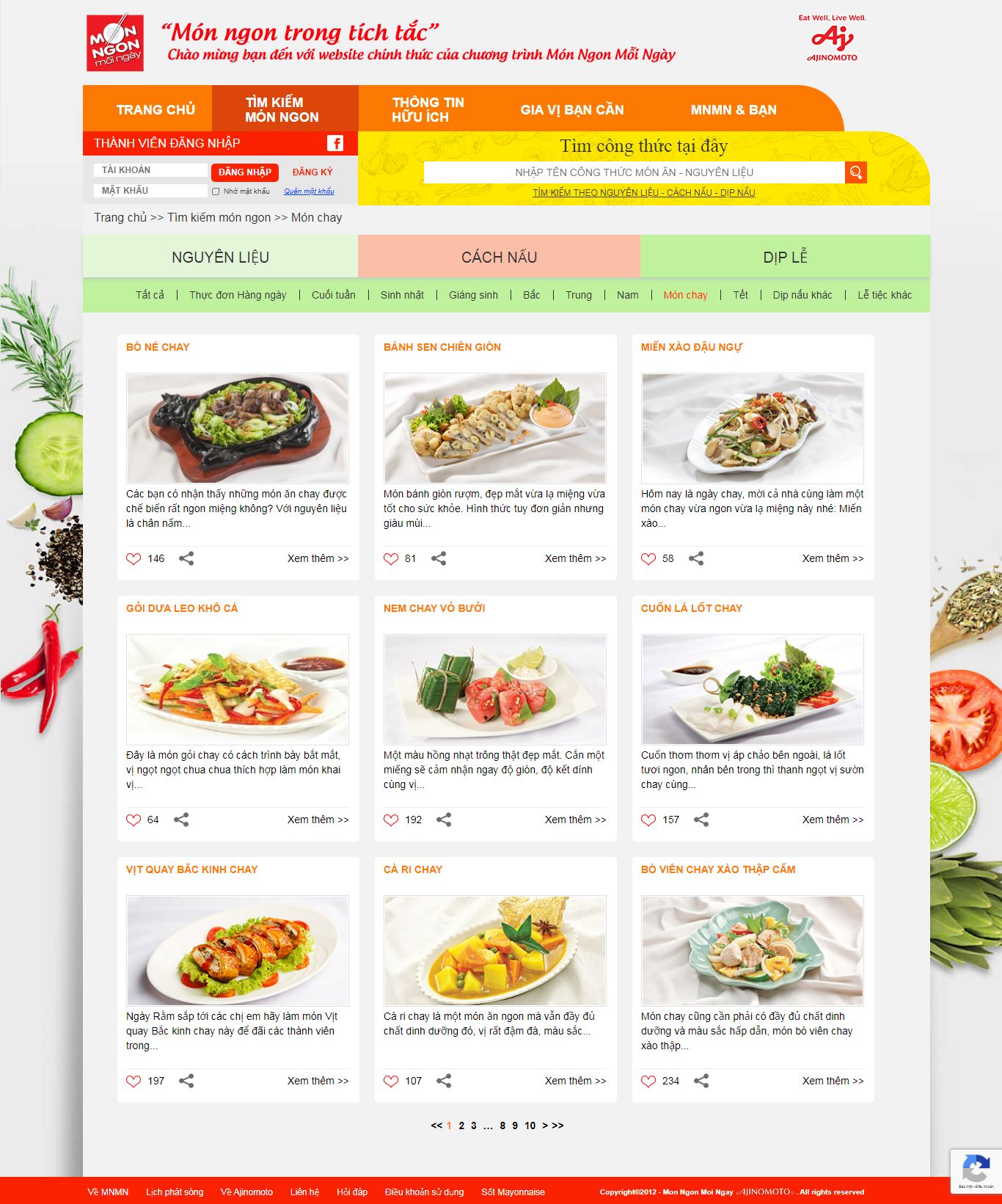 Thiết kế Web bán đồ ăn chay - monngonmoingay.com