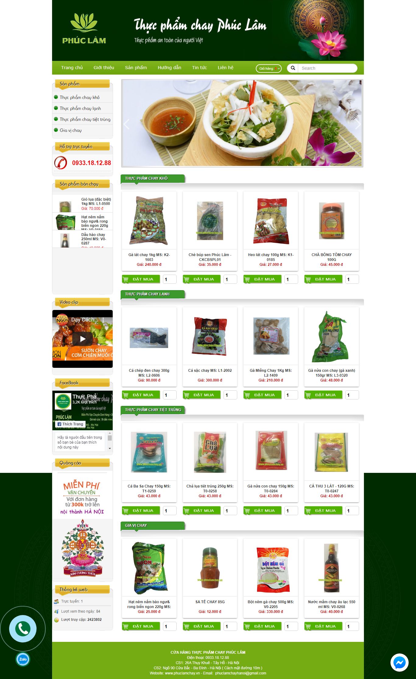 Thiết kế Web bán đồ ăn chay - phuclamchay.vn