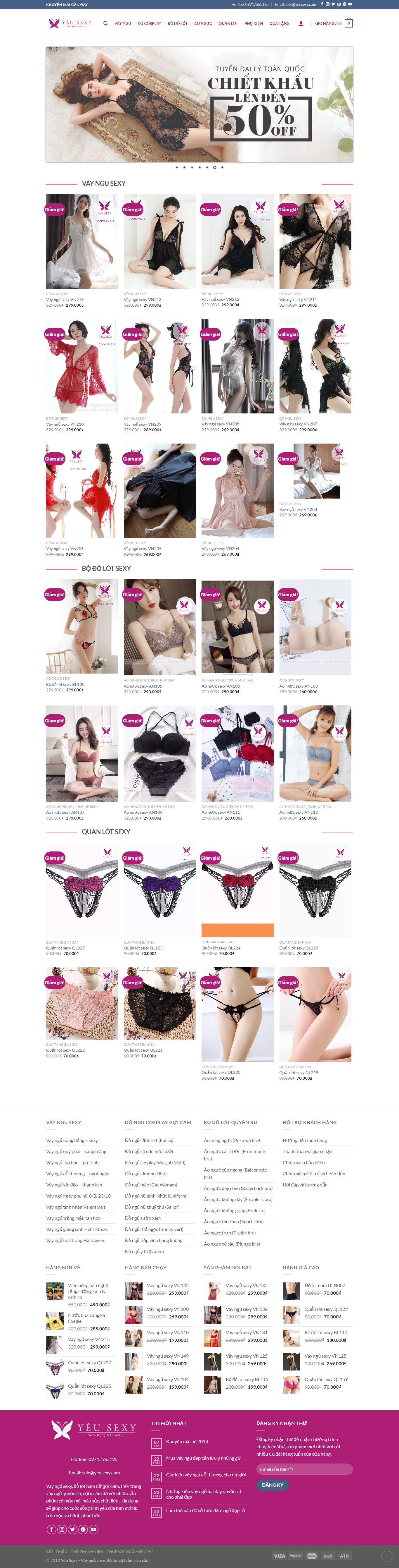 Thiết kế Web bán đồ lót đồ ngủ Nam Nữ Online - yeusexy.com