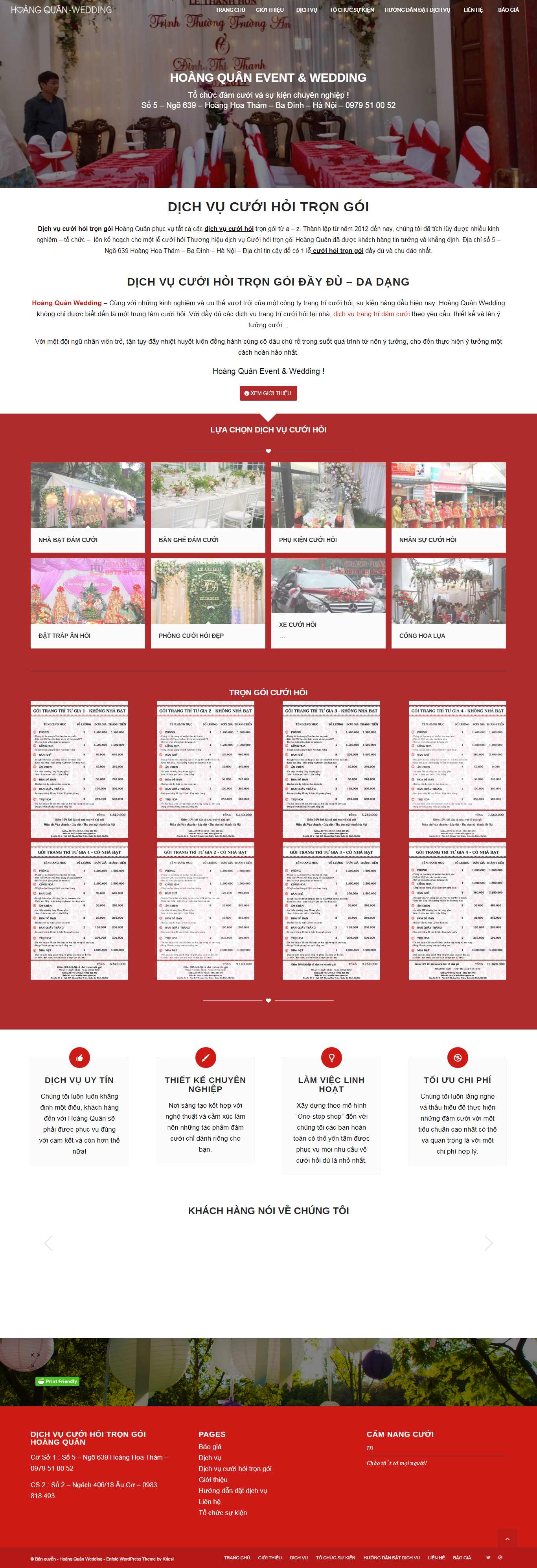 Thiết kế Web dịch vụ cưới hỏi trọn gói - cuoihoihoangquan.vn