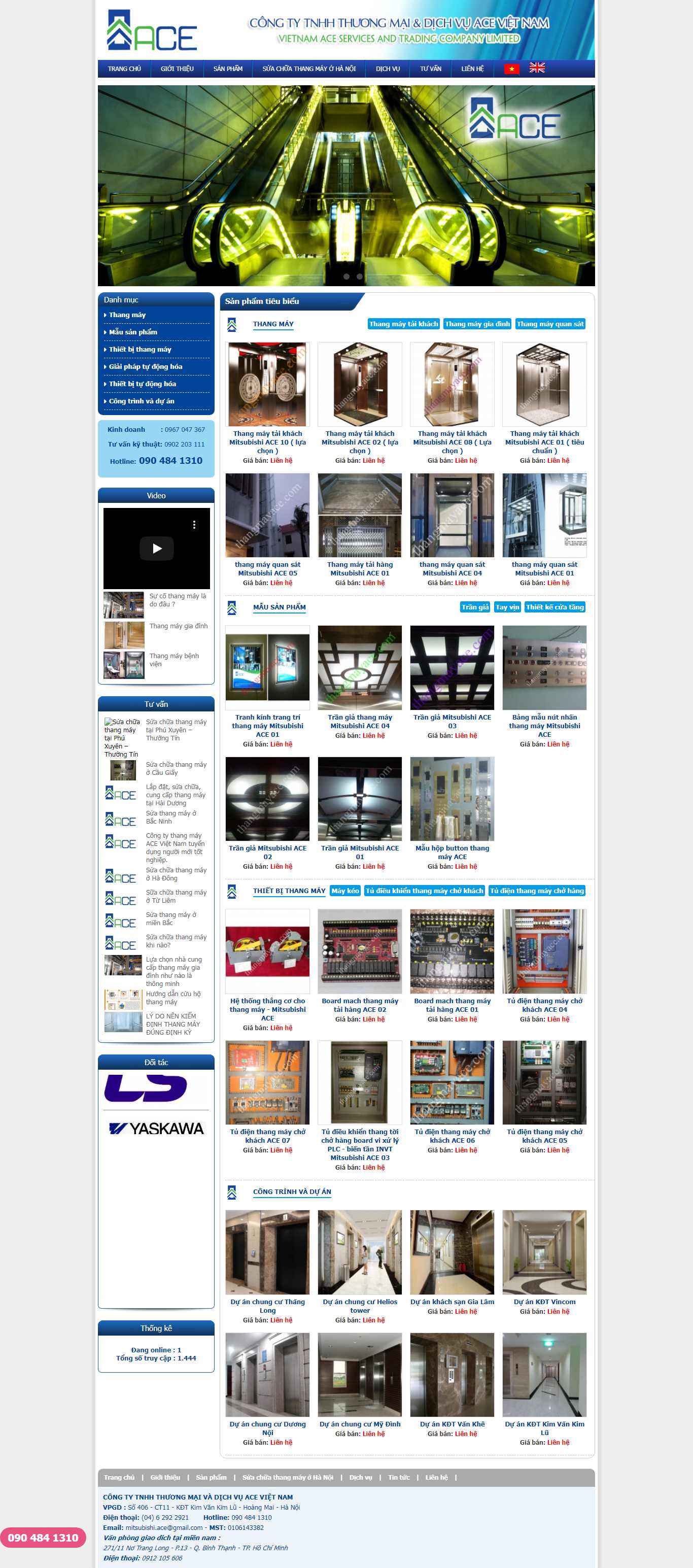 Thiết kế Web bán tháng máy - thangmayace.com