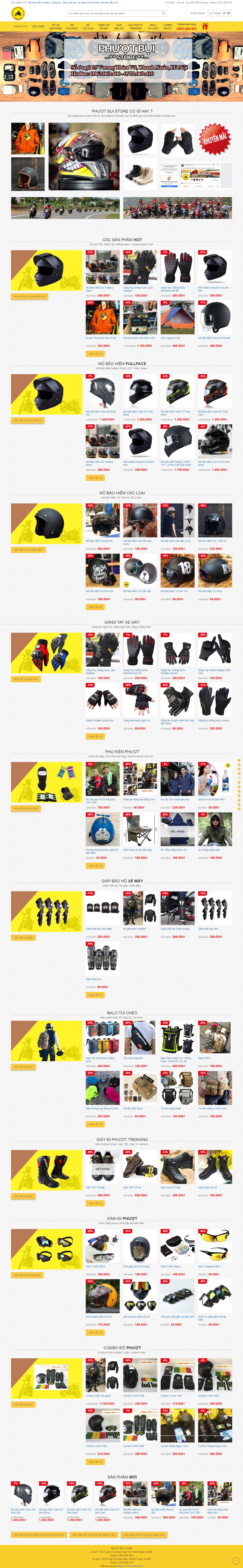 Thiết kế Web bán đồ phượt, vật dụng du lịch bụi - phuotbuistore.com