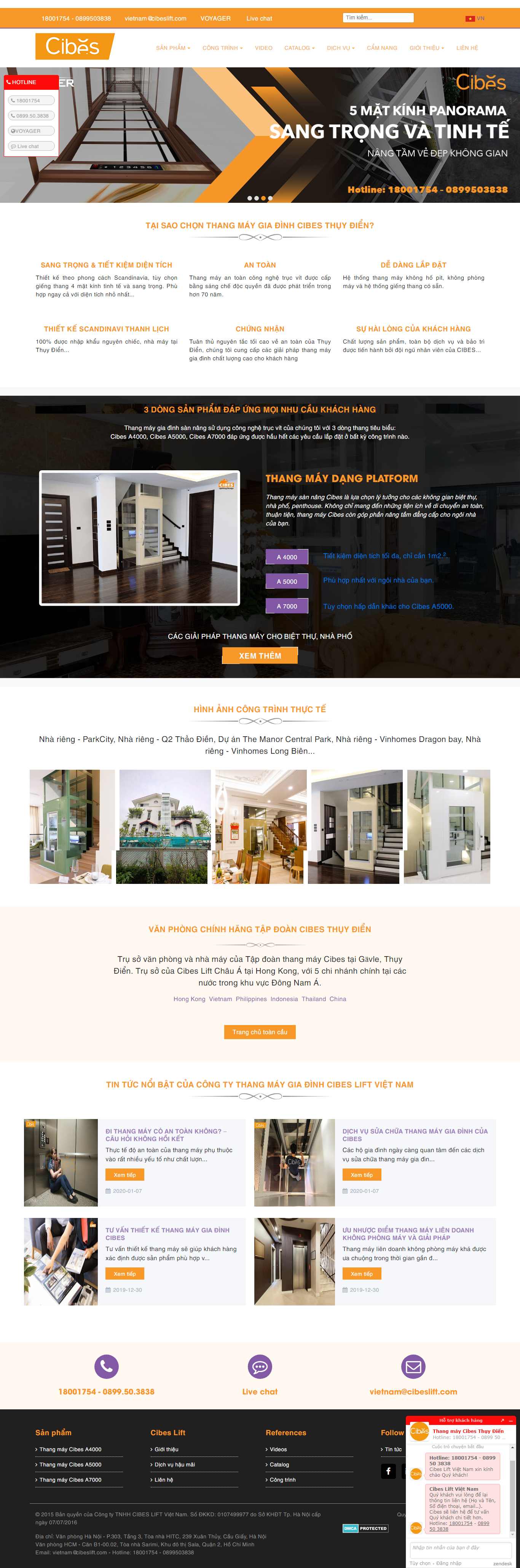 Thiết kế Web bán thang máy - cibeslift.com.vn