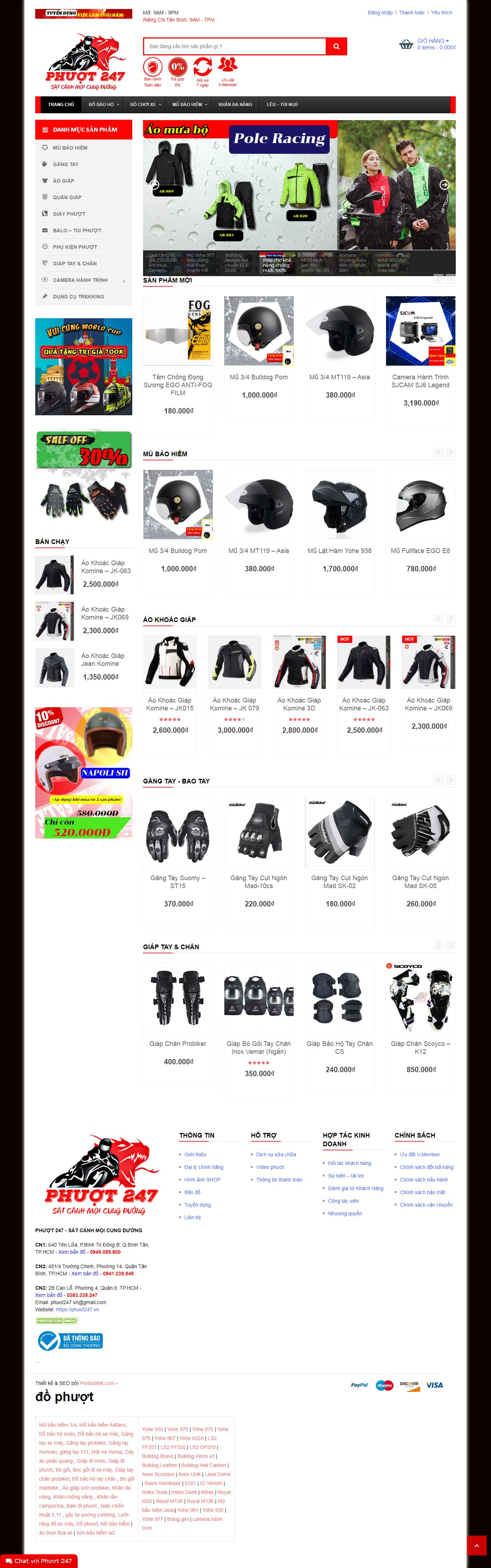 Thiết kế Web bán đồ phượt, vật dụng du lịch bụi - phuot247.vn