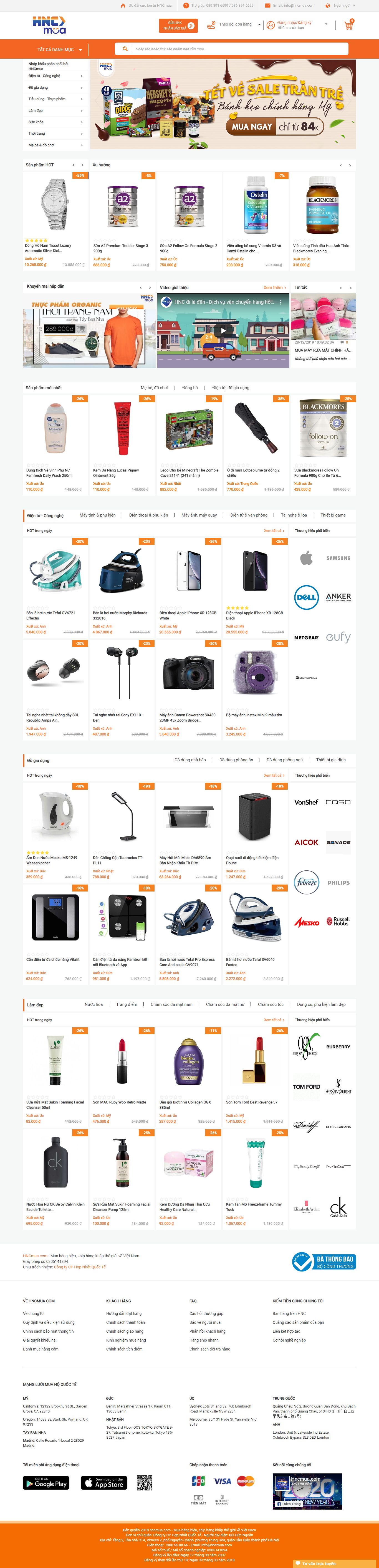 Thiết kế Web bán đồ xách tay, hàng order - hncmua.com