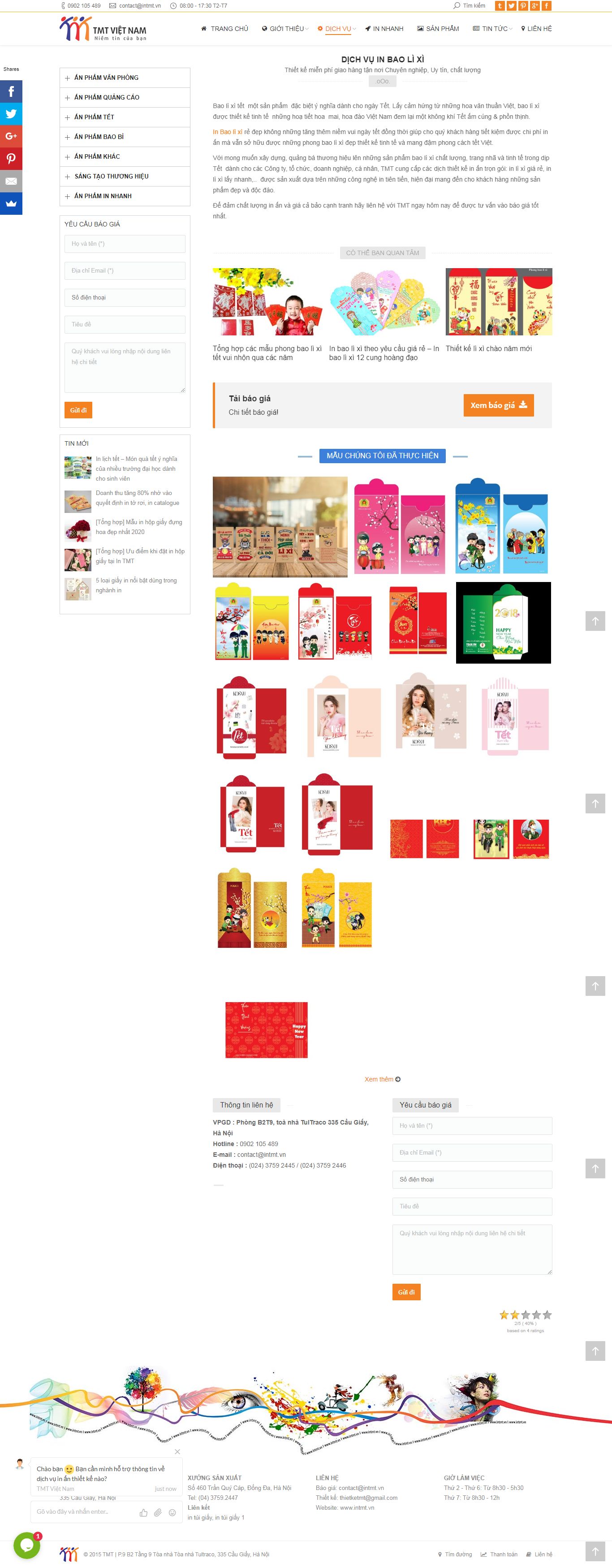 Thiết kế Web bán phong bao lì xì - intmt.vn