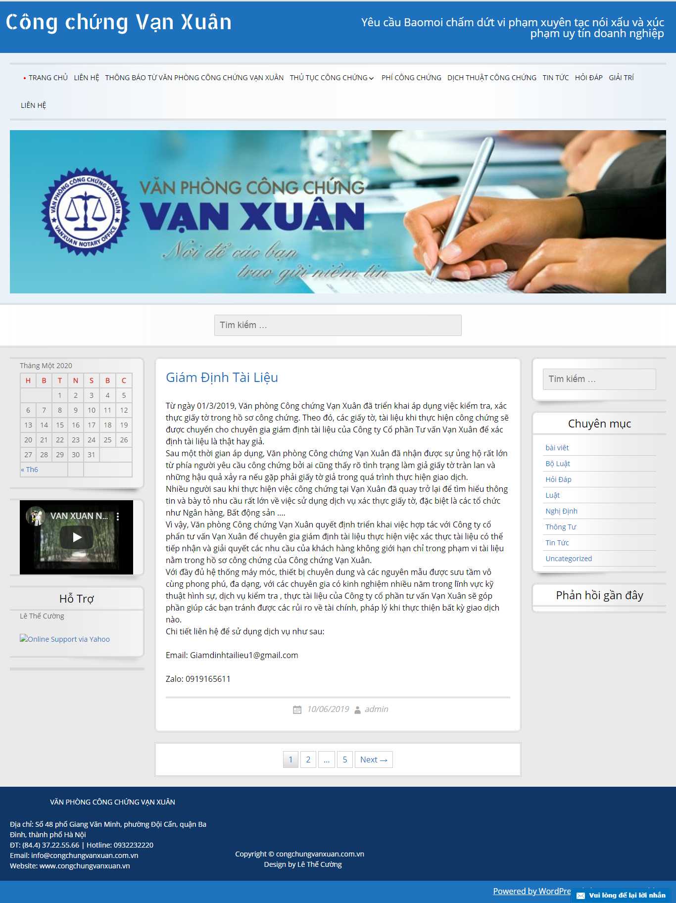Thiết kế Web dịch thuật công chứng - congchungvanxuan.com.vn
