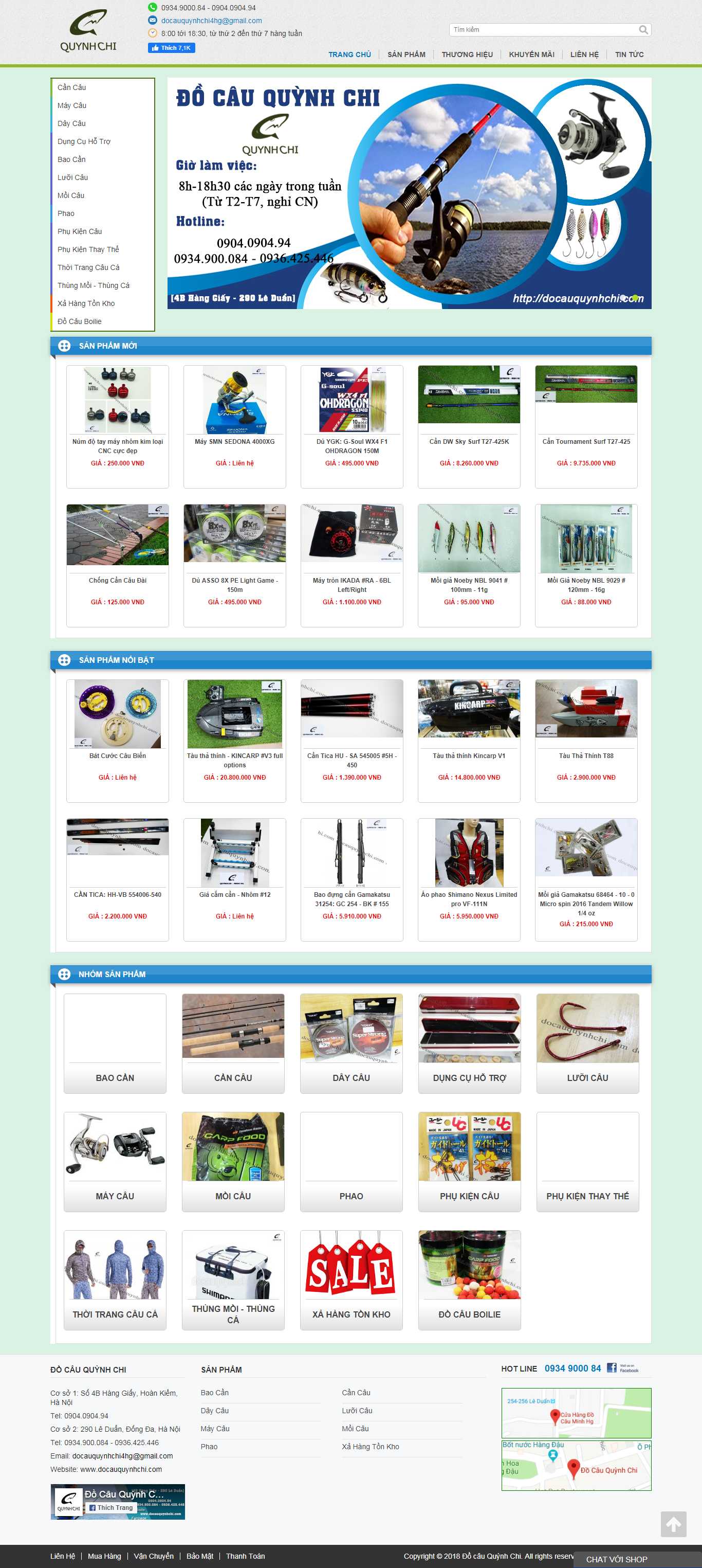 Thiết kế Web bán đồ câu cá - docauquynhchi.com
