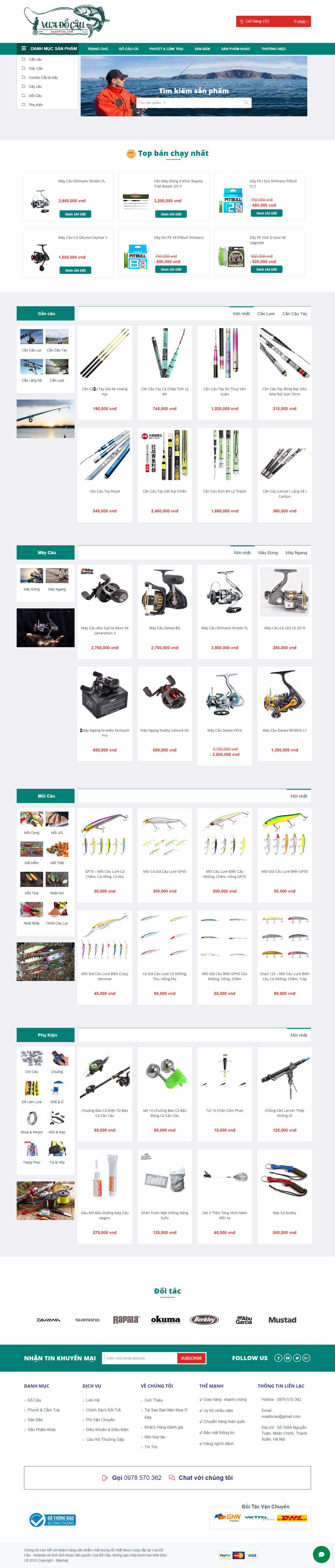 Thiết kế Web bán đồ câu cá - vuadocau.com
