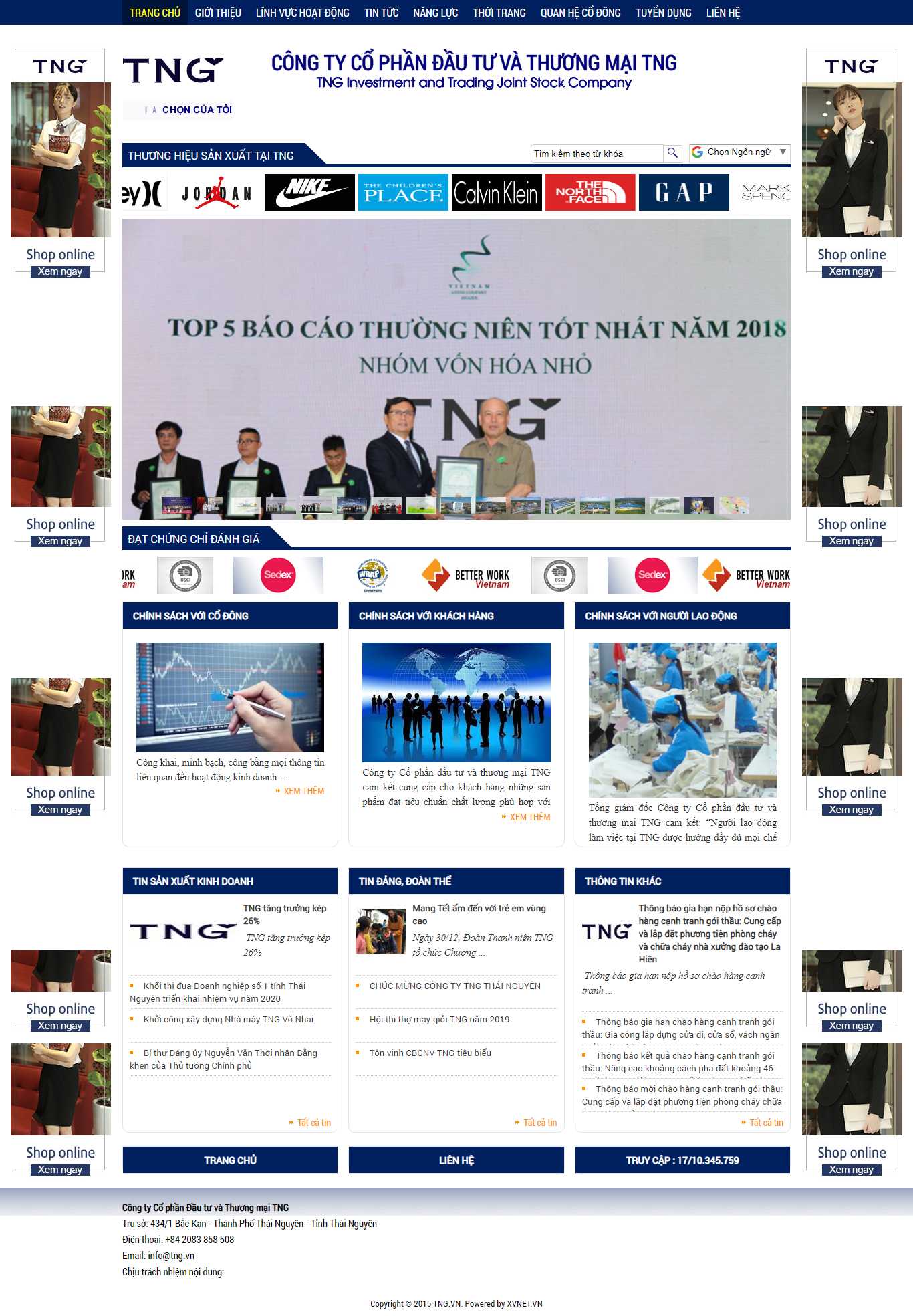 Thiết kế Web công ty may - www.tng.vn