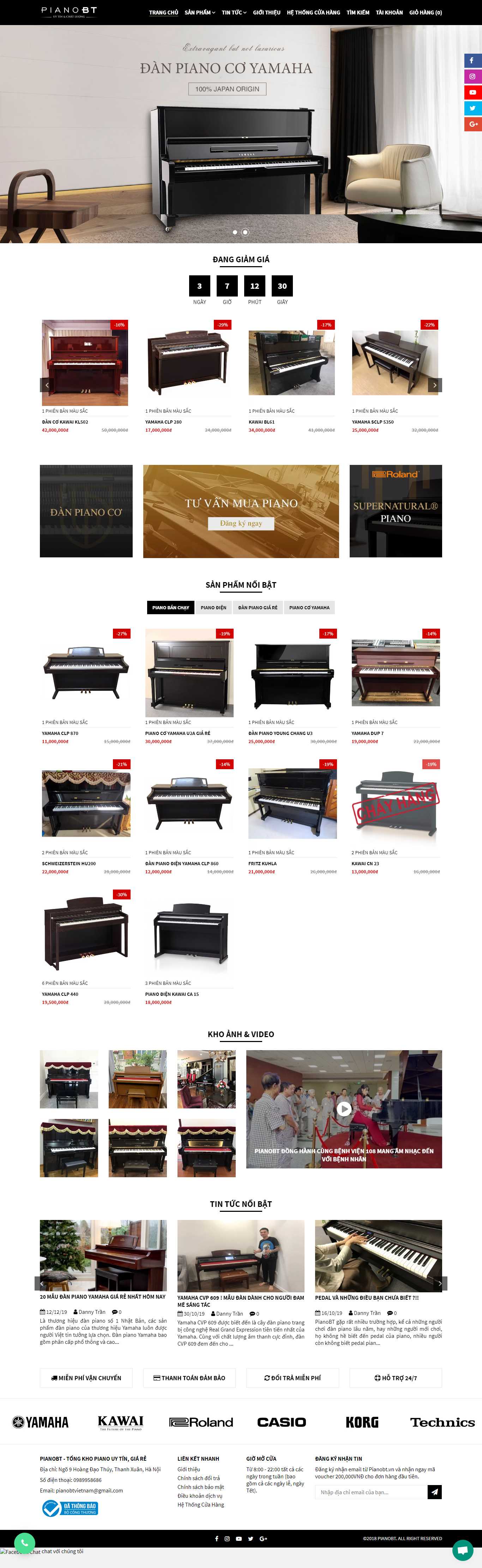 Thiết kế Web bán đàn piano, guita, organ - pianobt.vn