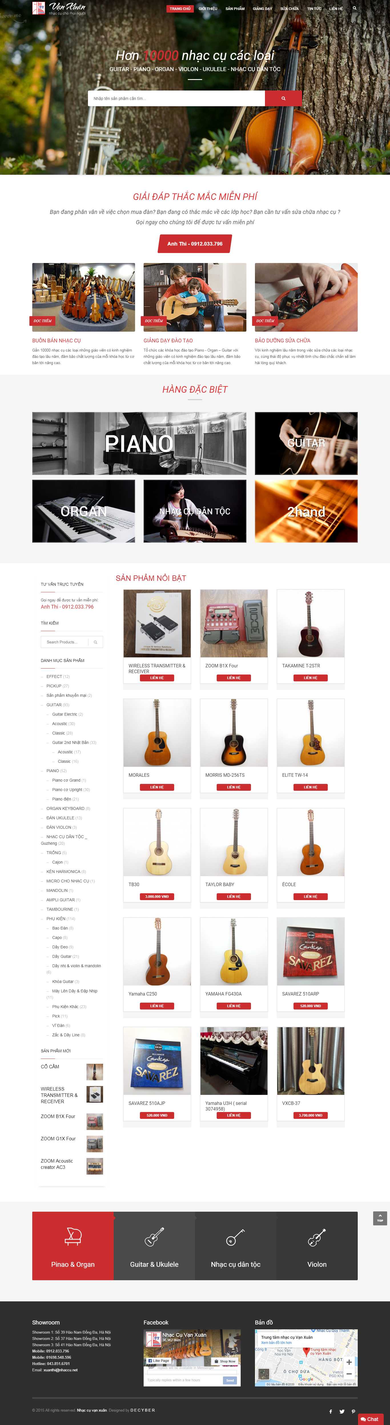 Thiết kế Web bán đàn piano, guita, organ - nhaccuvanxuan.vn