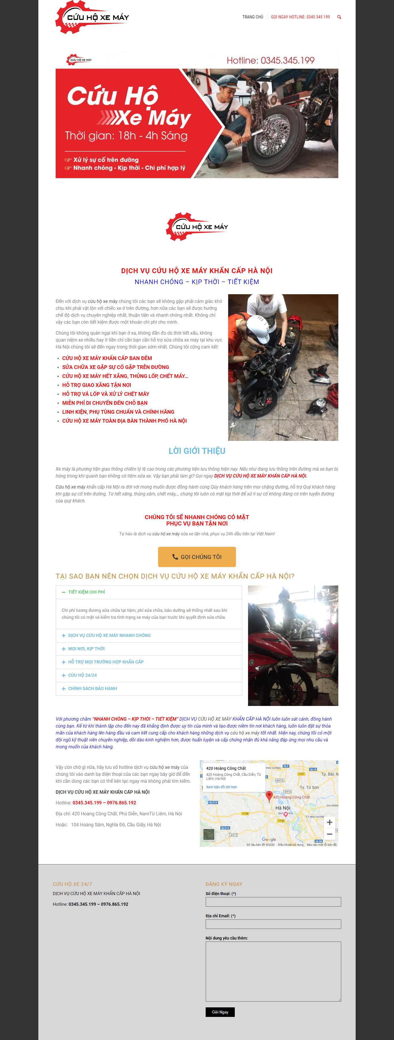 Thiết kế Web dịch vụ cứu hộ ô tô, xe máy - cuuhoxemaykhancap.com