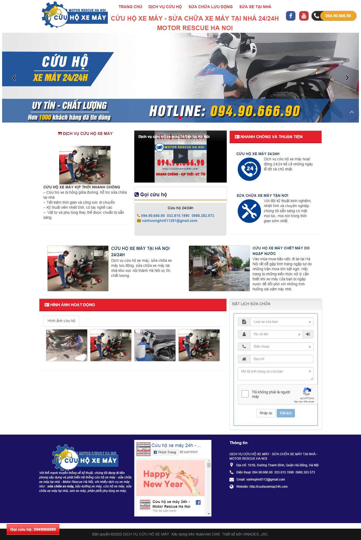 Thiết kế Web dịch vụ cứu hộ ô tô, xe máy - cuuhoxemay24h.com