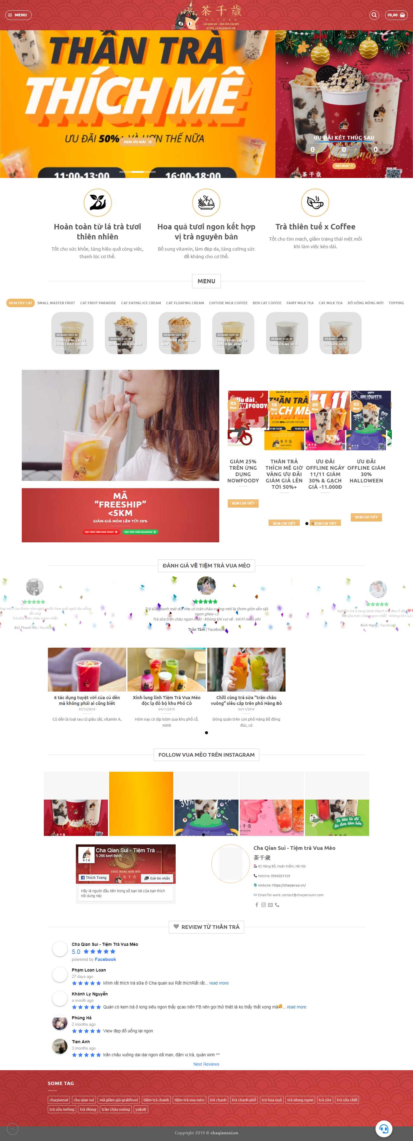 Thiết kế Web quán trà sữa - chaqiansui.vn