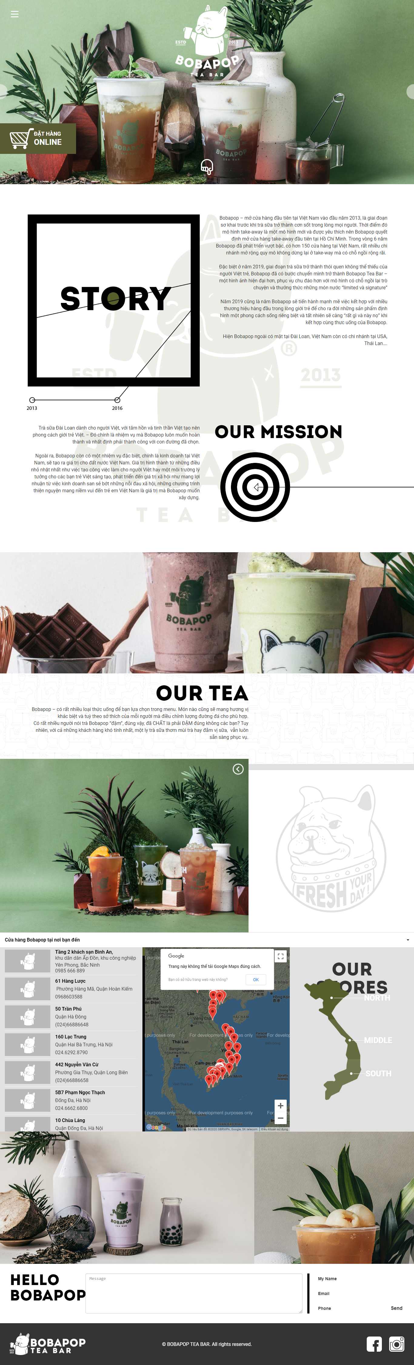Thiết kế Web quán trà sữa - bobapop.com.vn