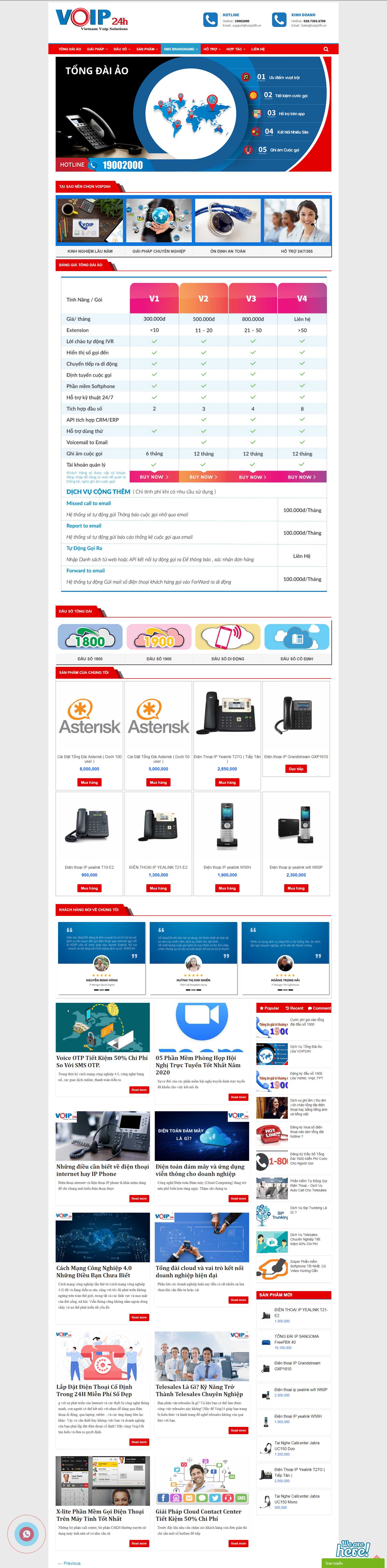 Thiết kế web lắp đặt tổng đài - voip24h.vn