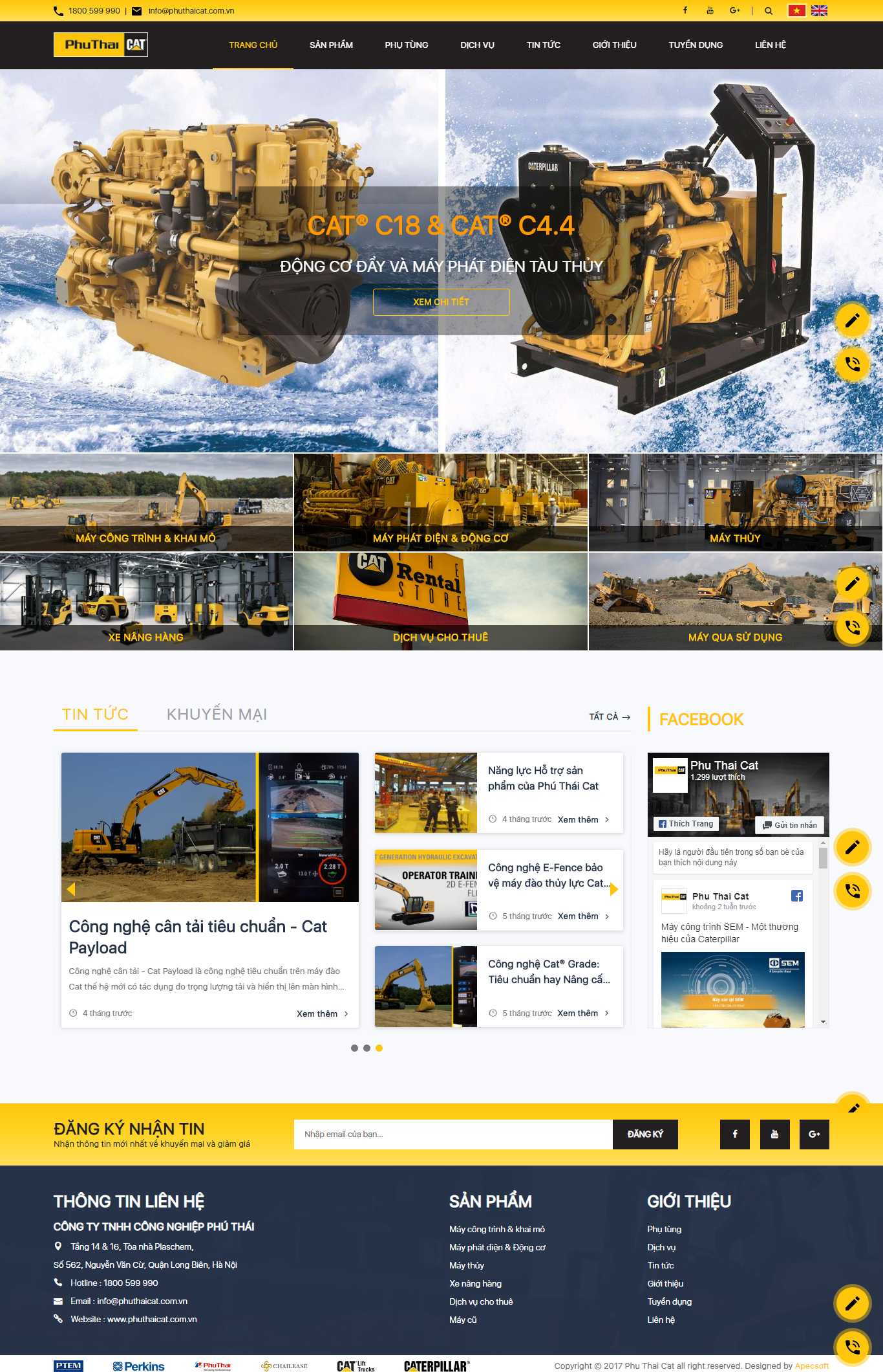 Thiết kế Web máy xúc, cần cẩu, máy công trình - www.phuthaicat.com.vn
