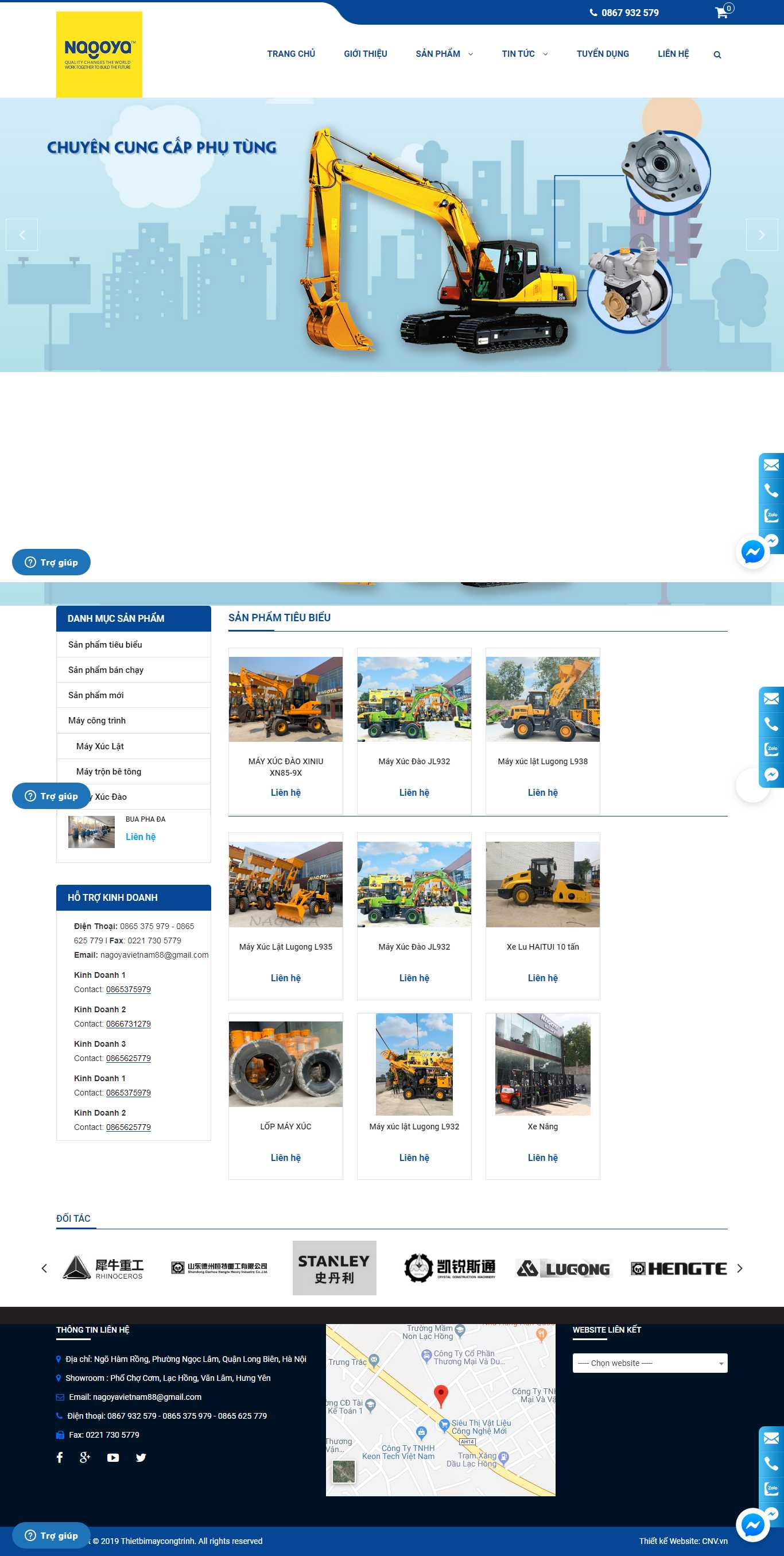 Thiết kế Web máy xúc, cần cẩu, máy công trình - nagoyavietnam.com