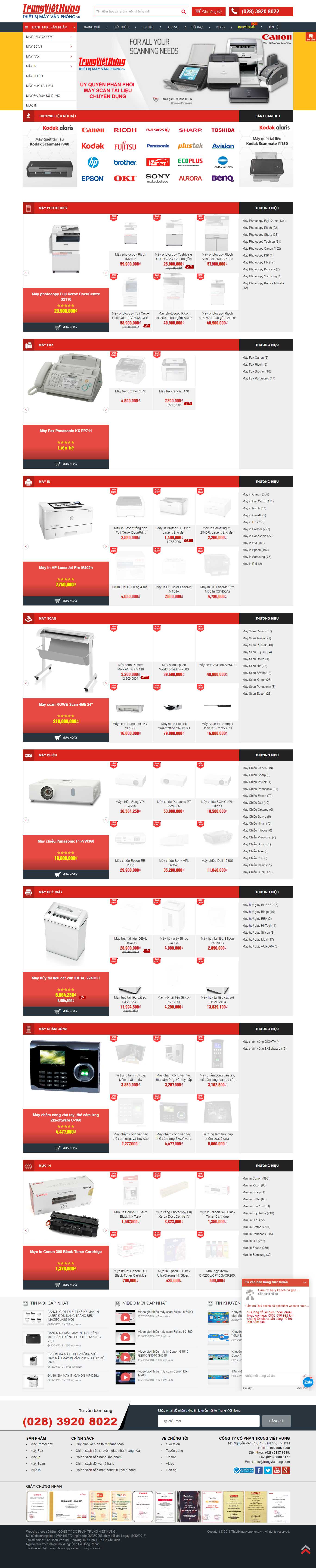 Thiết kế Web bán máy in, máy photocopy - trungviethung.com