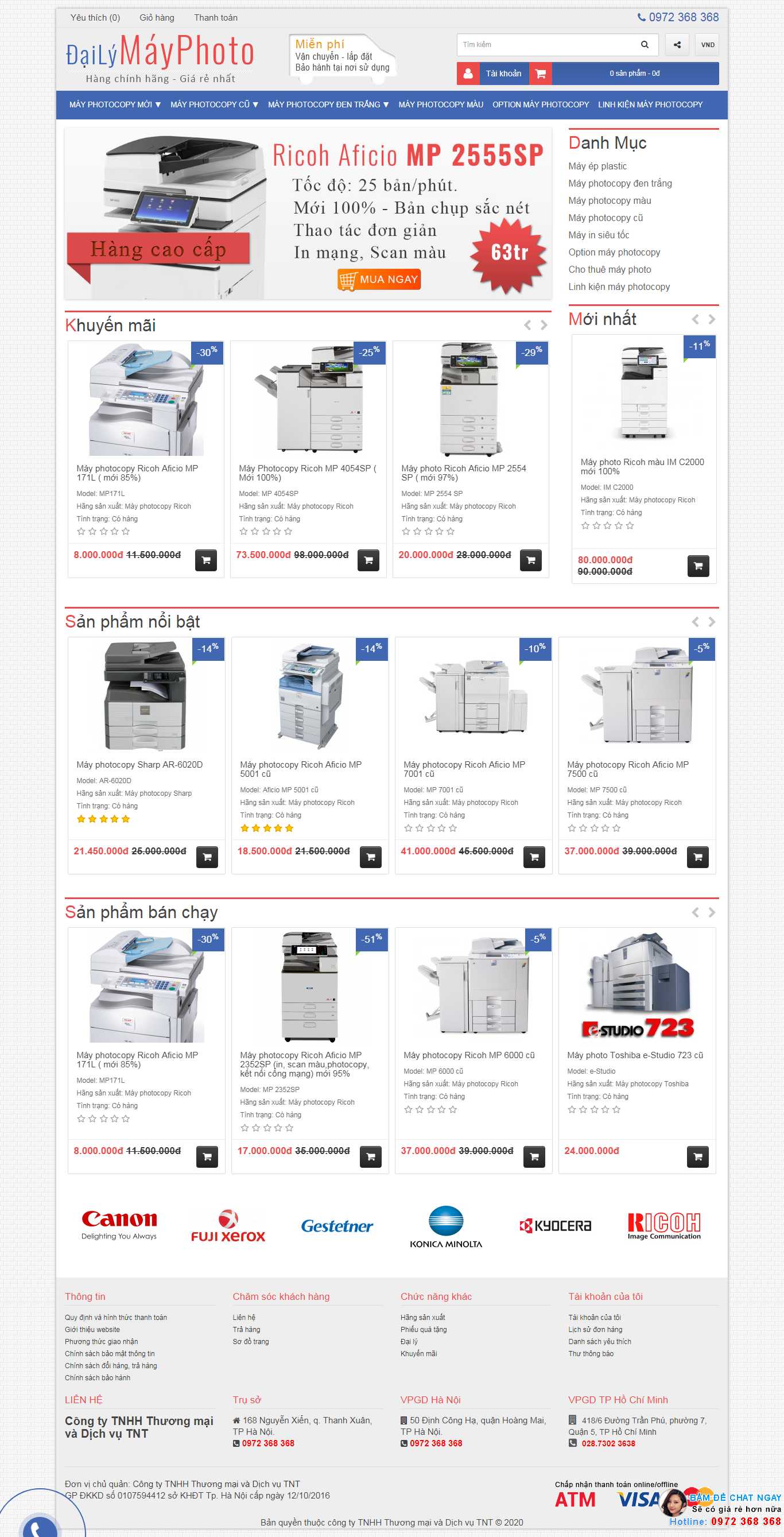 Thiết kế Web bán máy in, máy photocopy - dailymayphoto.vn