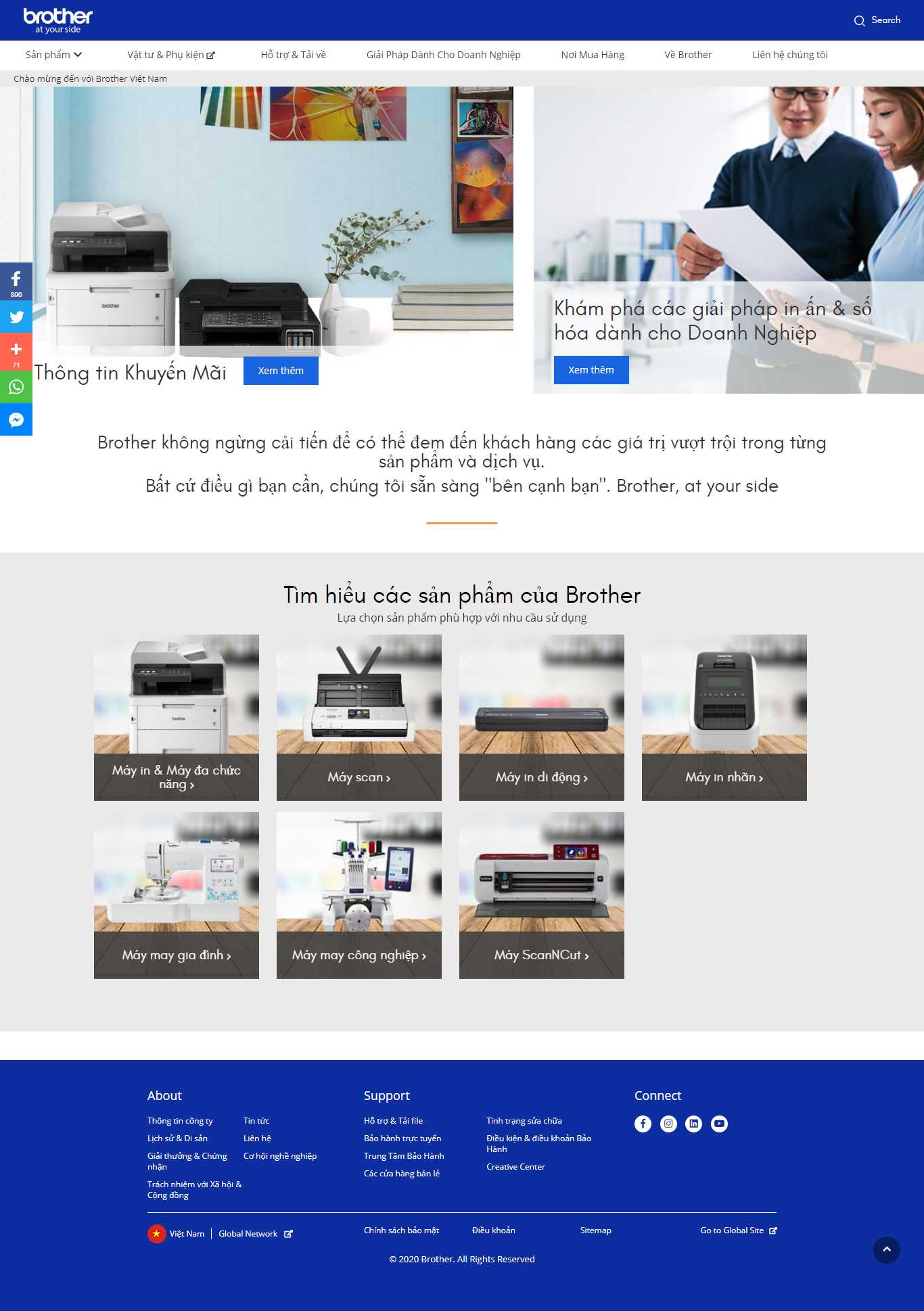 Thiết kế Web bán máy in, máy photocopy - www.brother.com.vn