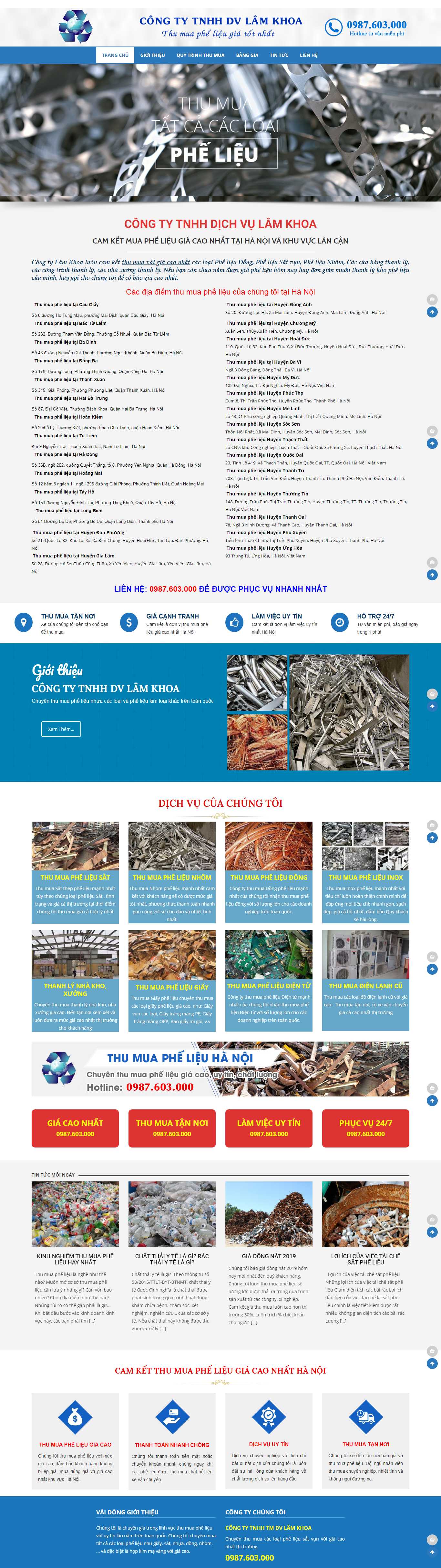 Thiết kế Web mua bán sắt vụn - thumuaphelieu.hanoi.vn