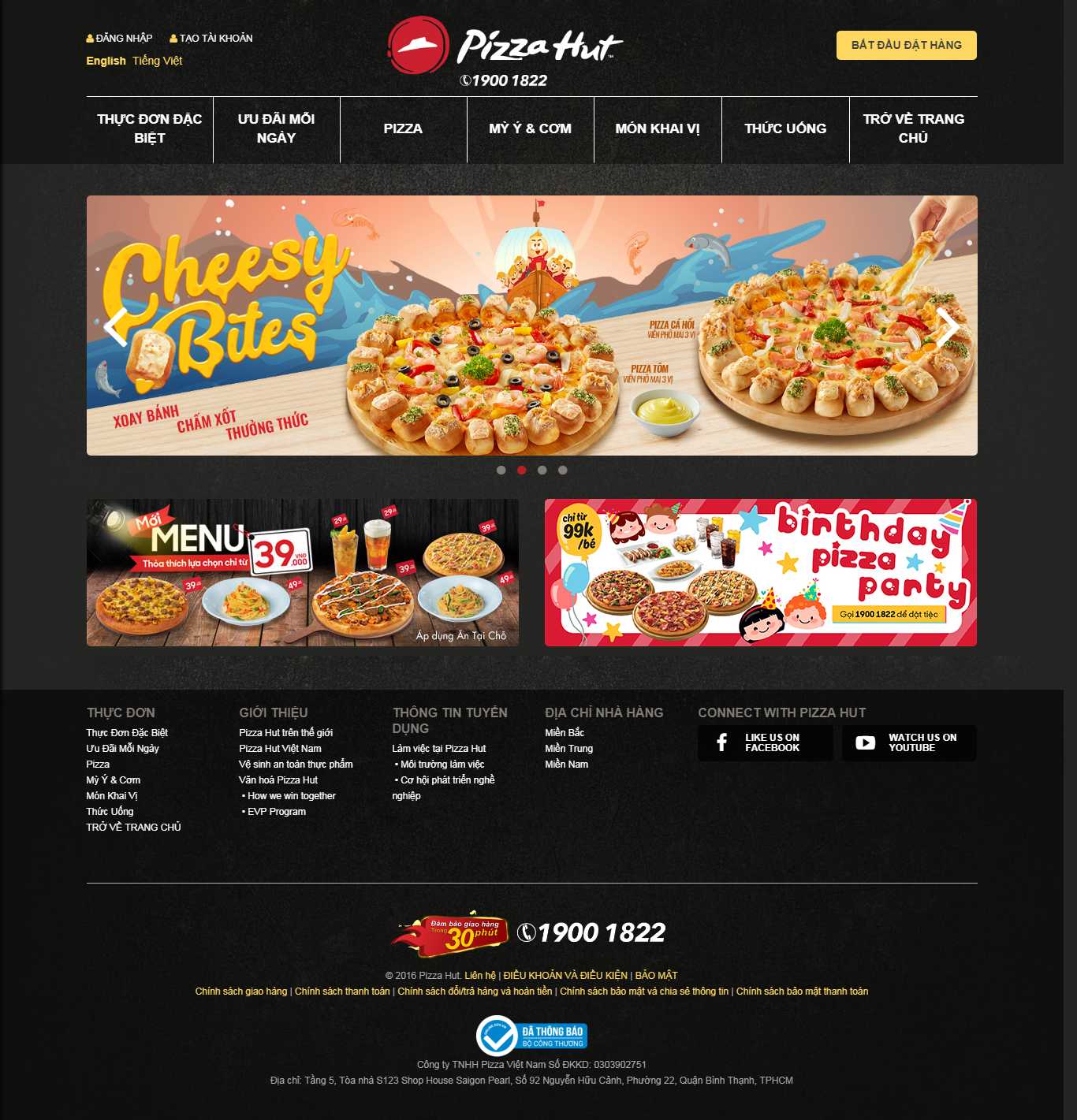 Thiết kế Web bán bánh pizza - www.pizzahut.vn
