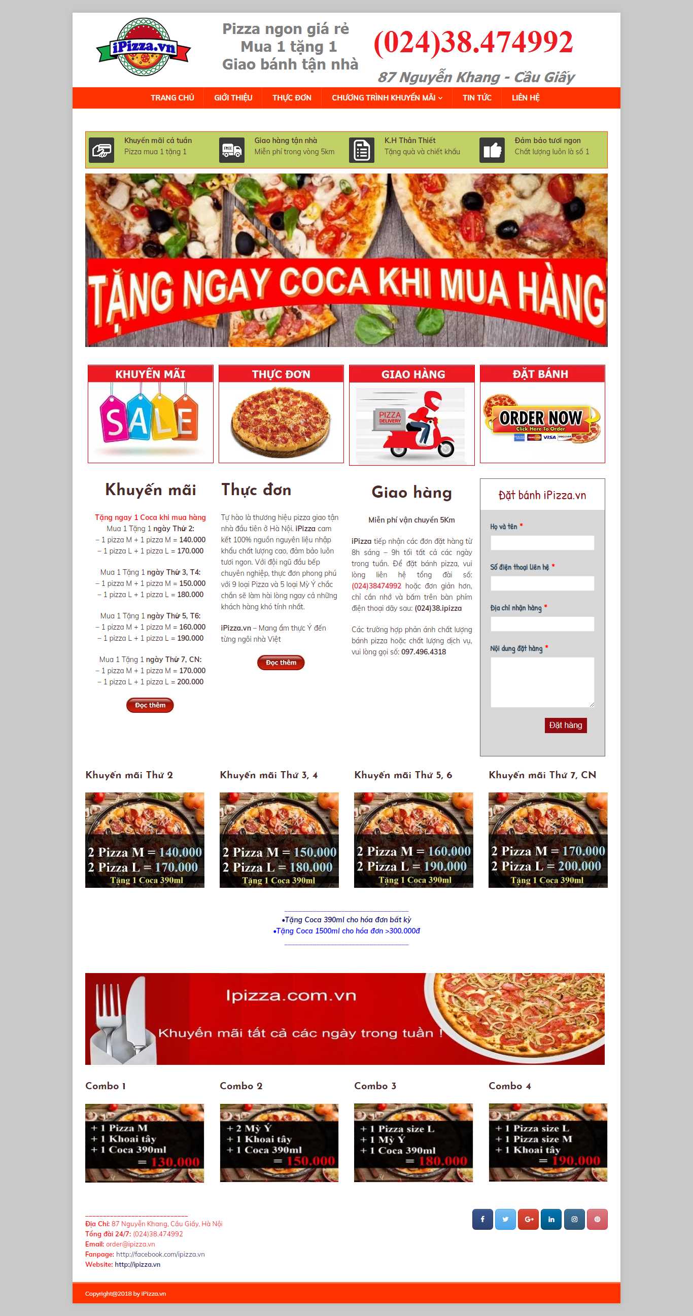 Thiết kế Web bán bánh pizza - ipizza.vn