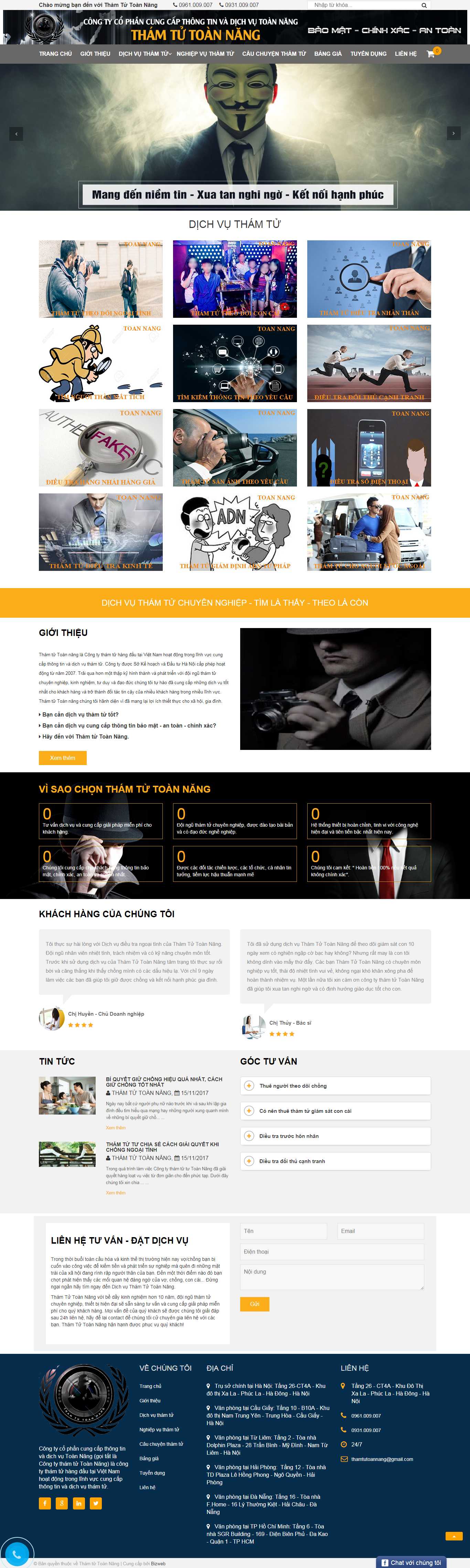 Thiết kế Web công ty thám tử - diepvien.vn
