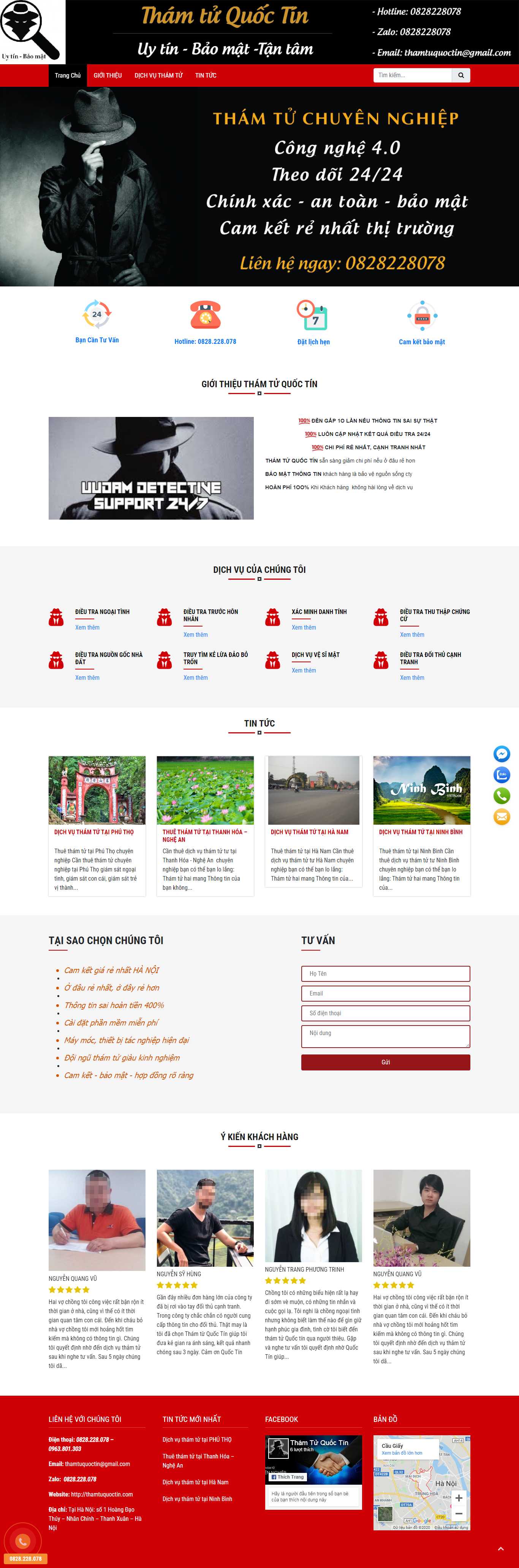 Thiết kế Web công ty thám tử - thamtuquoctin.com