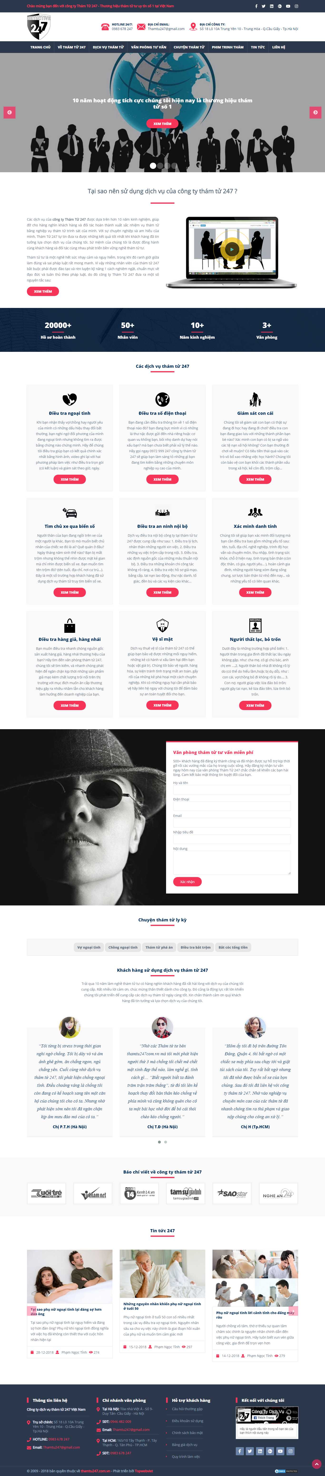 Thiết kế Web công ty thám tử - thamtu247.com.vn