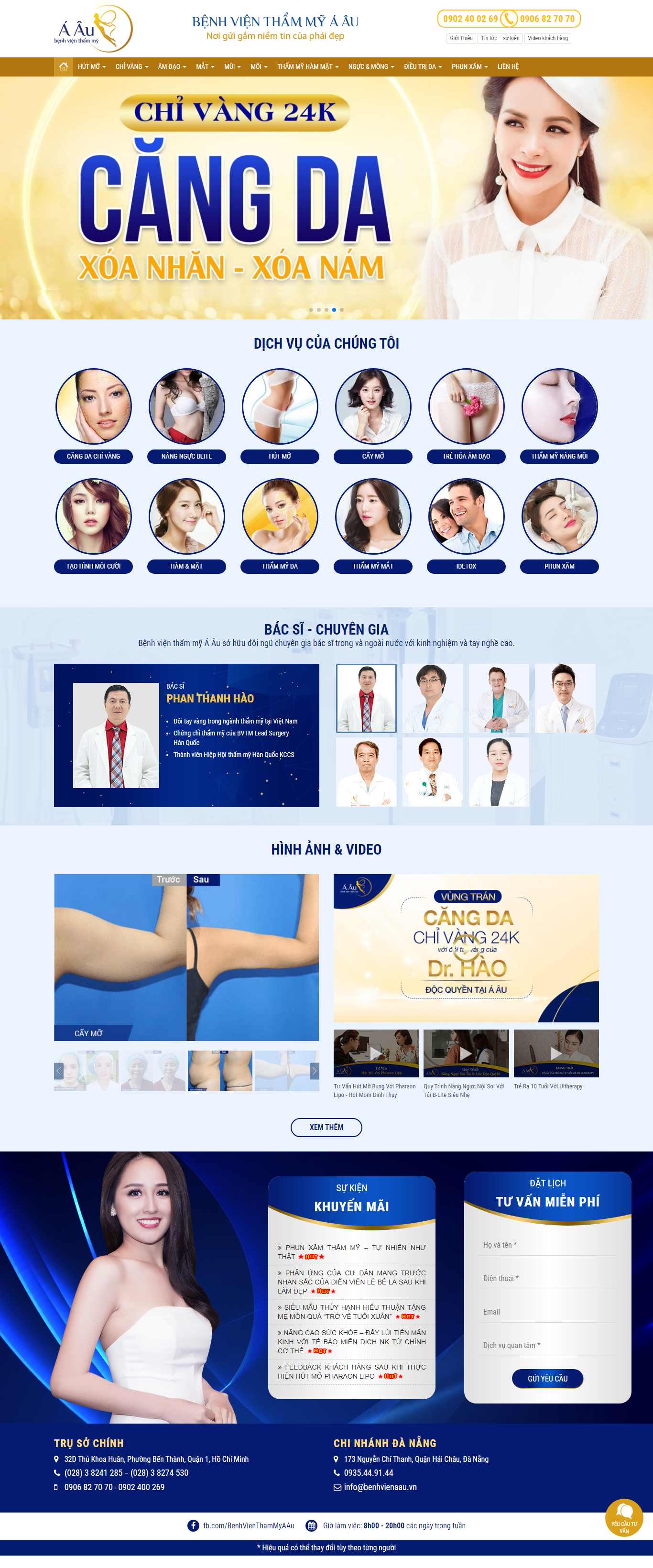 Thiết kế Web Làm Đẹp - Spa - Thẩm Mỹ Viện - Fitness - benhvienaau.vn