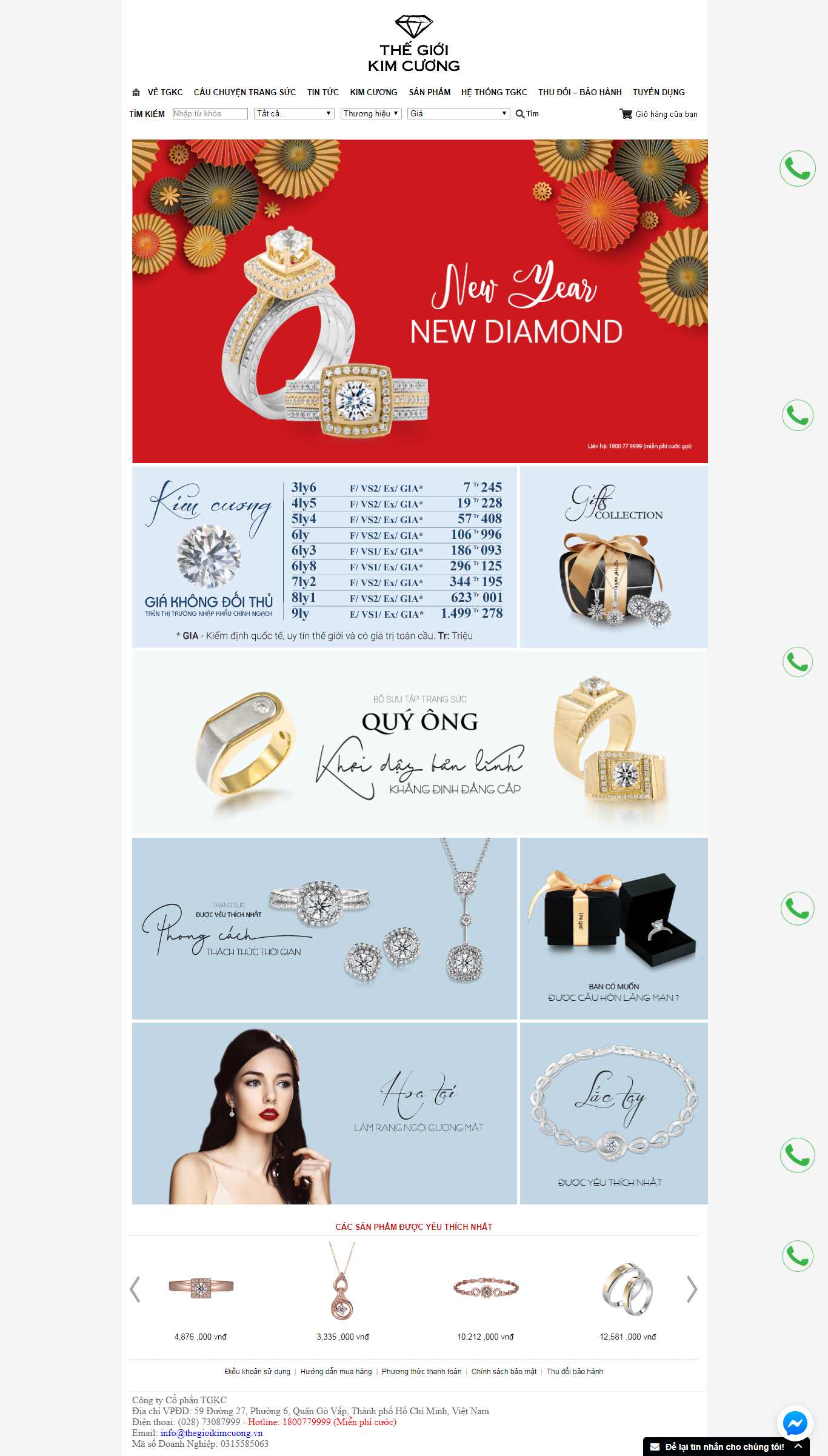 Thiết kế Web vàng bạc, đá quý, trang sức - thegioikimcuong.vn