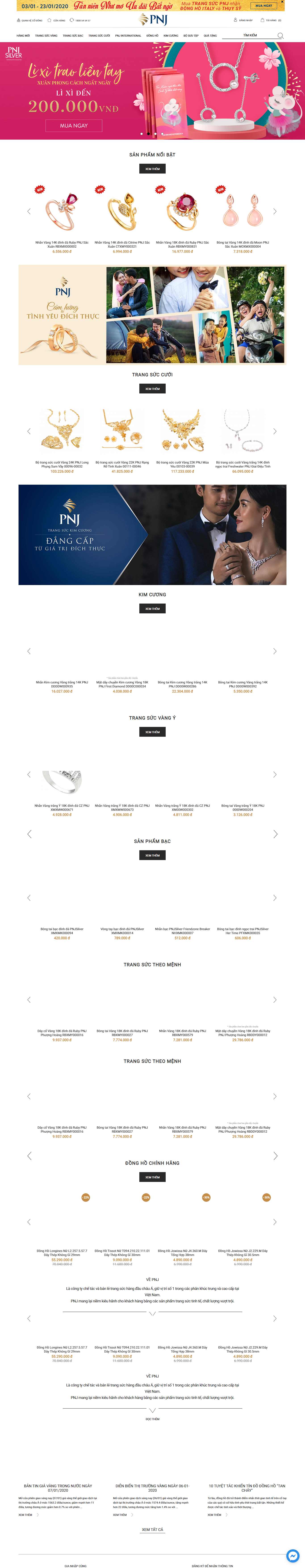 Thiết kế Web vàng bạc, đá quý, trang sức - www.pnj.com.vn
