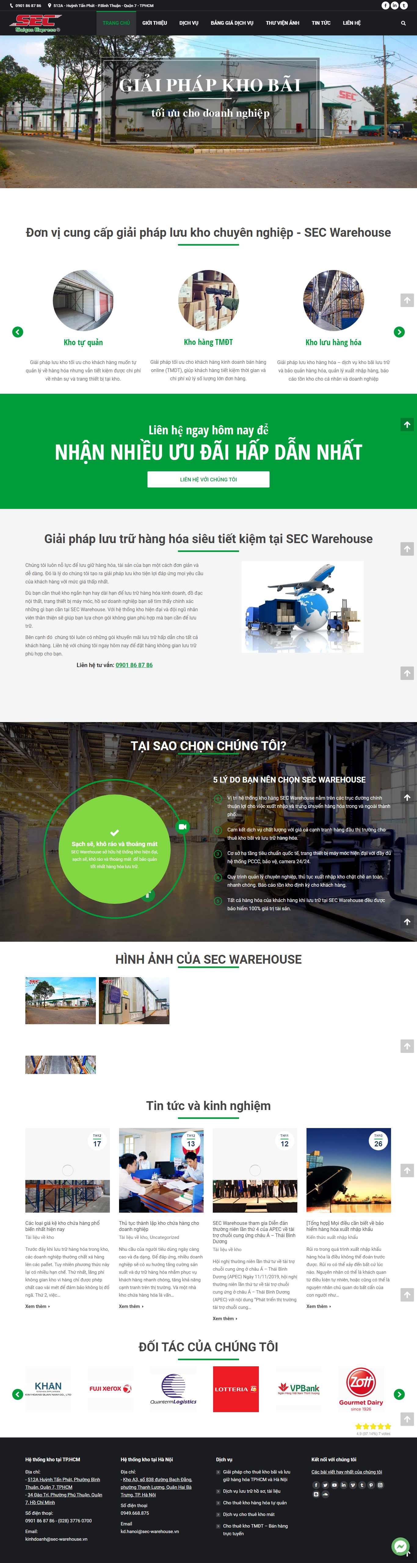 Thiết kế Web Vận chuyển - Kho bãi - sec-warehouse.vn