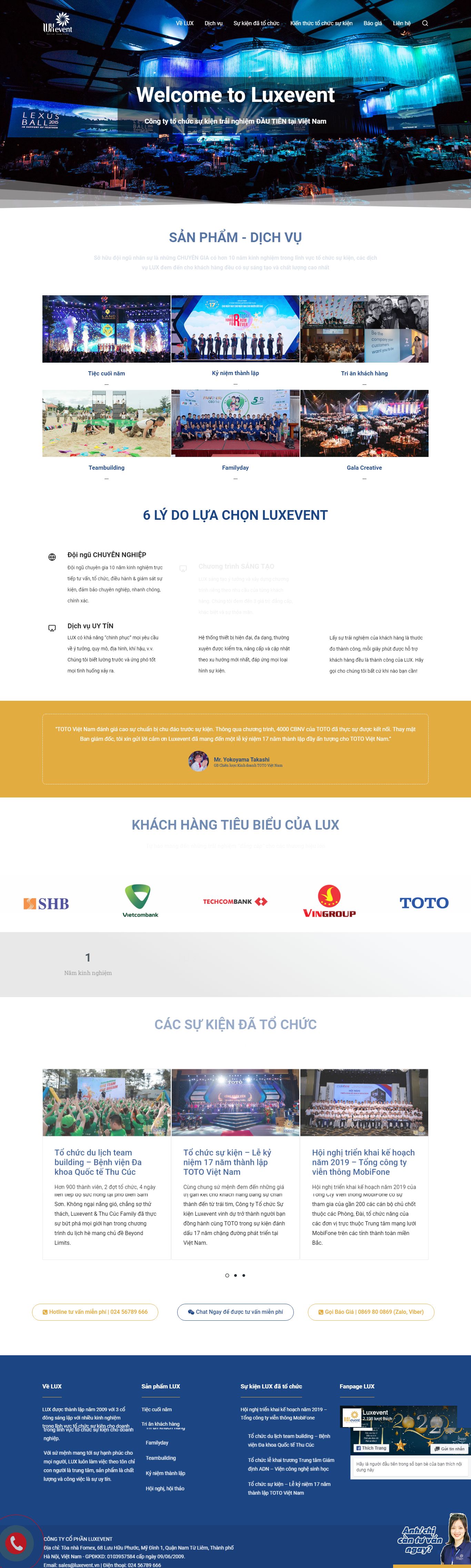Thiết kế Web tổ chức sự kiện truyền thông - luxevent.vn
