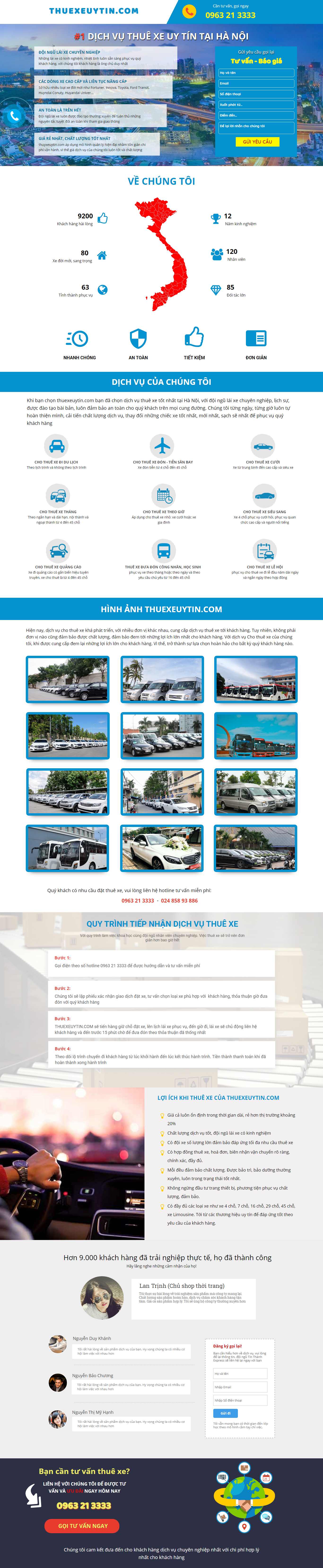 Thiết kế Web cho thuê xe ô tô - www.thuexeuytin.com