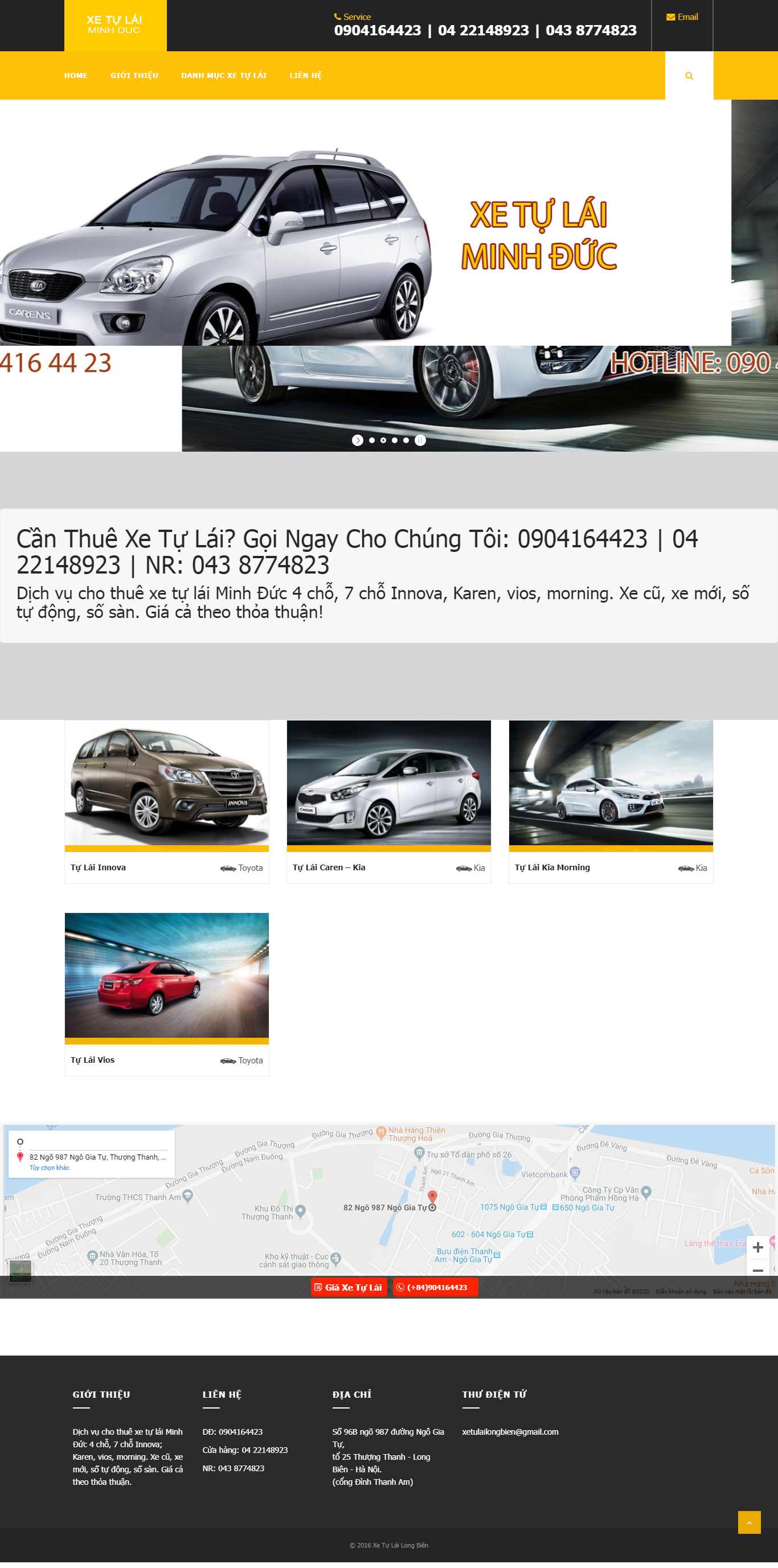 Thiết kế Web cho thuê xe ô tô - xetulailongbien.com