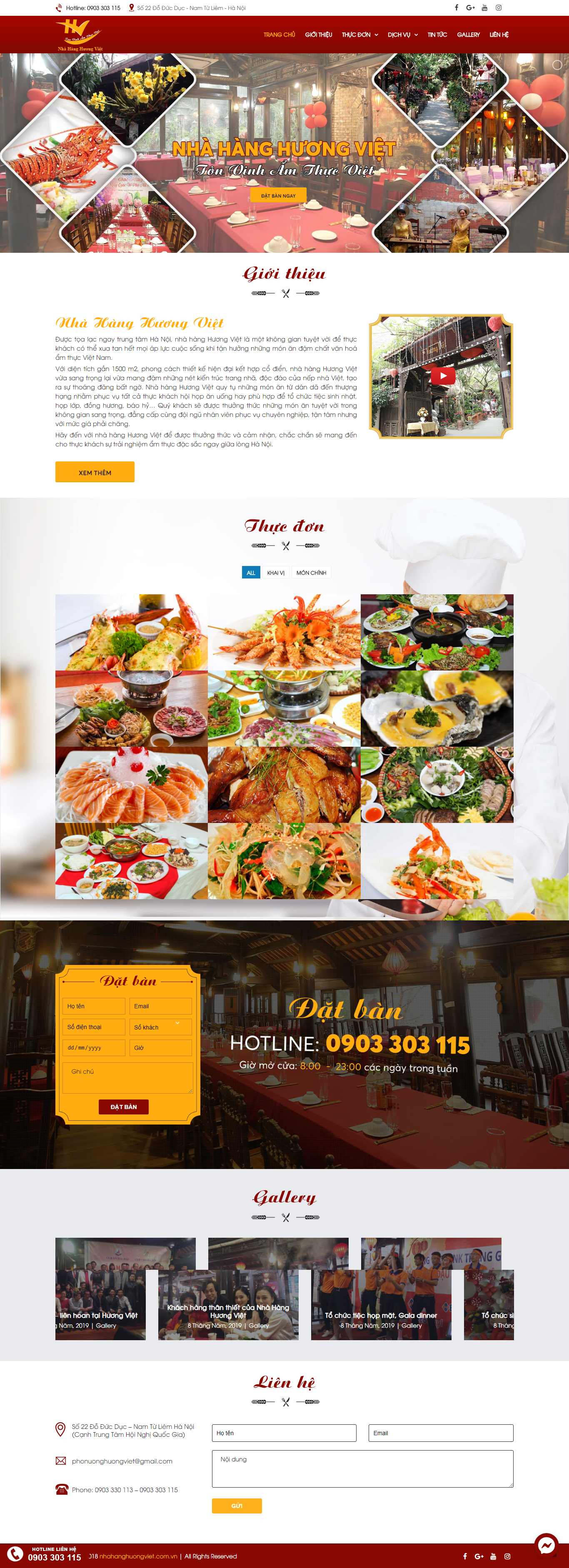 Thiết kế Web Nhà hàng - Quán cafe - Quán ăn - nhahanghuongviet.com.vn
