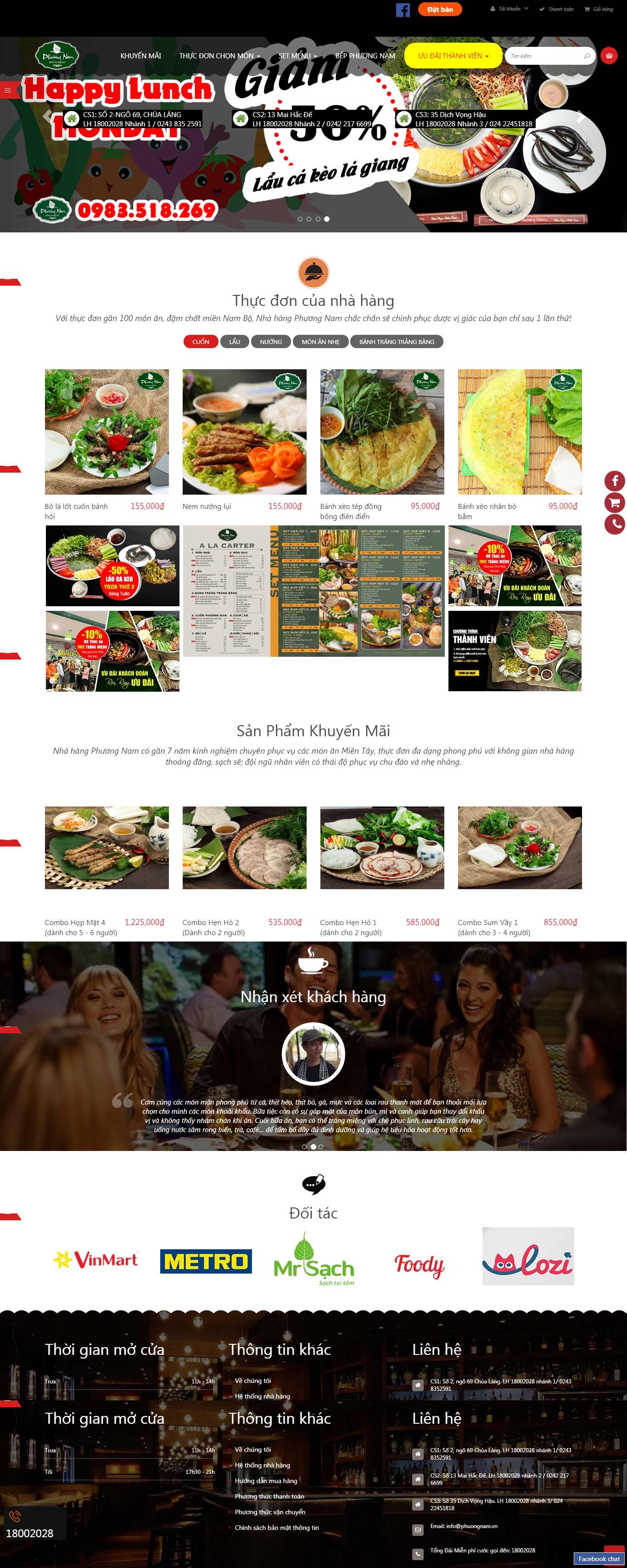 Thiết kế Web Nhà hàng - Quán cafe - Quán ăn - nhahangphuongnam.vn